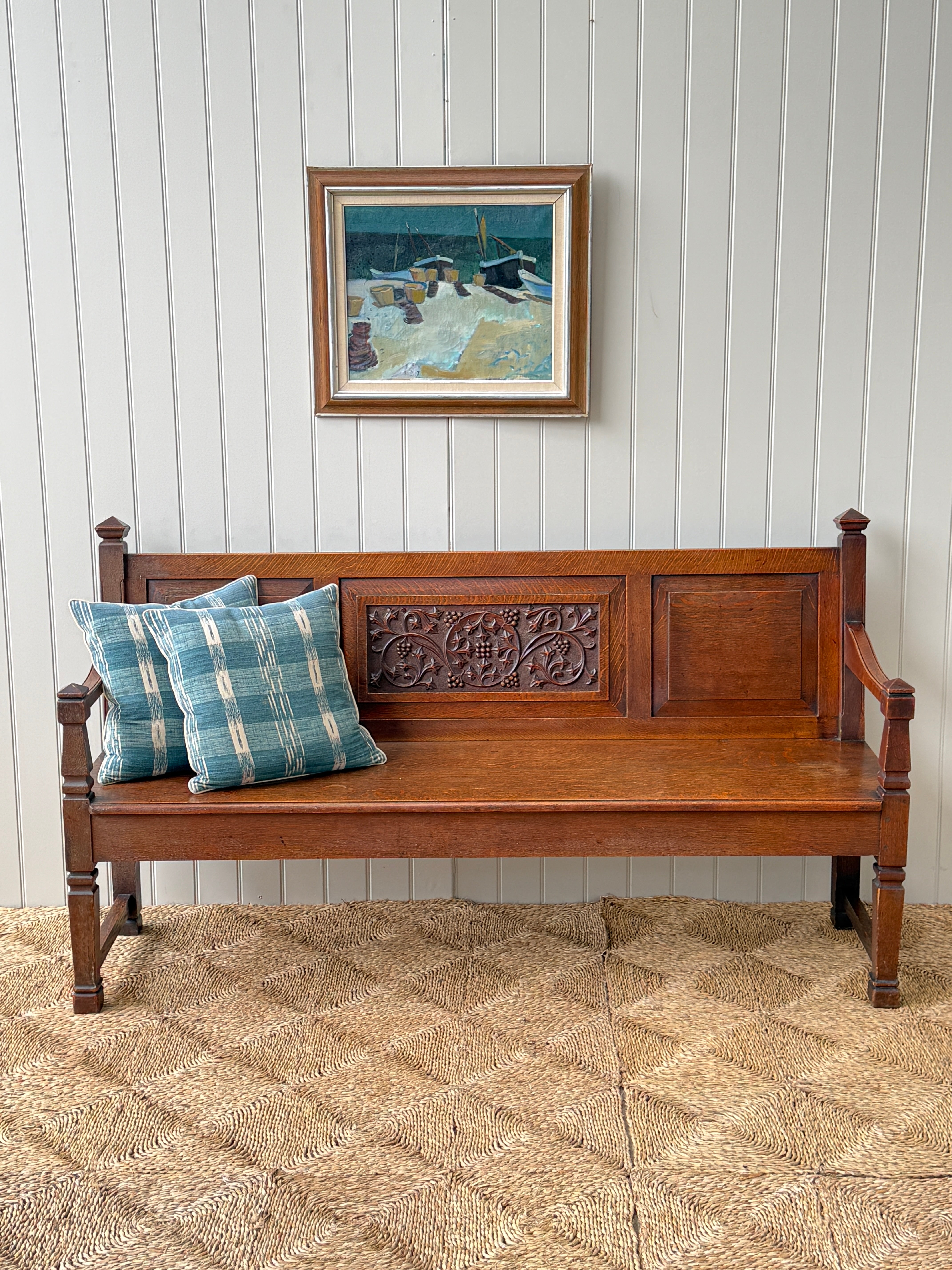 Early 20th Century Oak Hall Bench