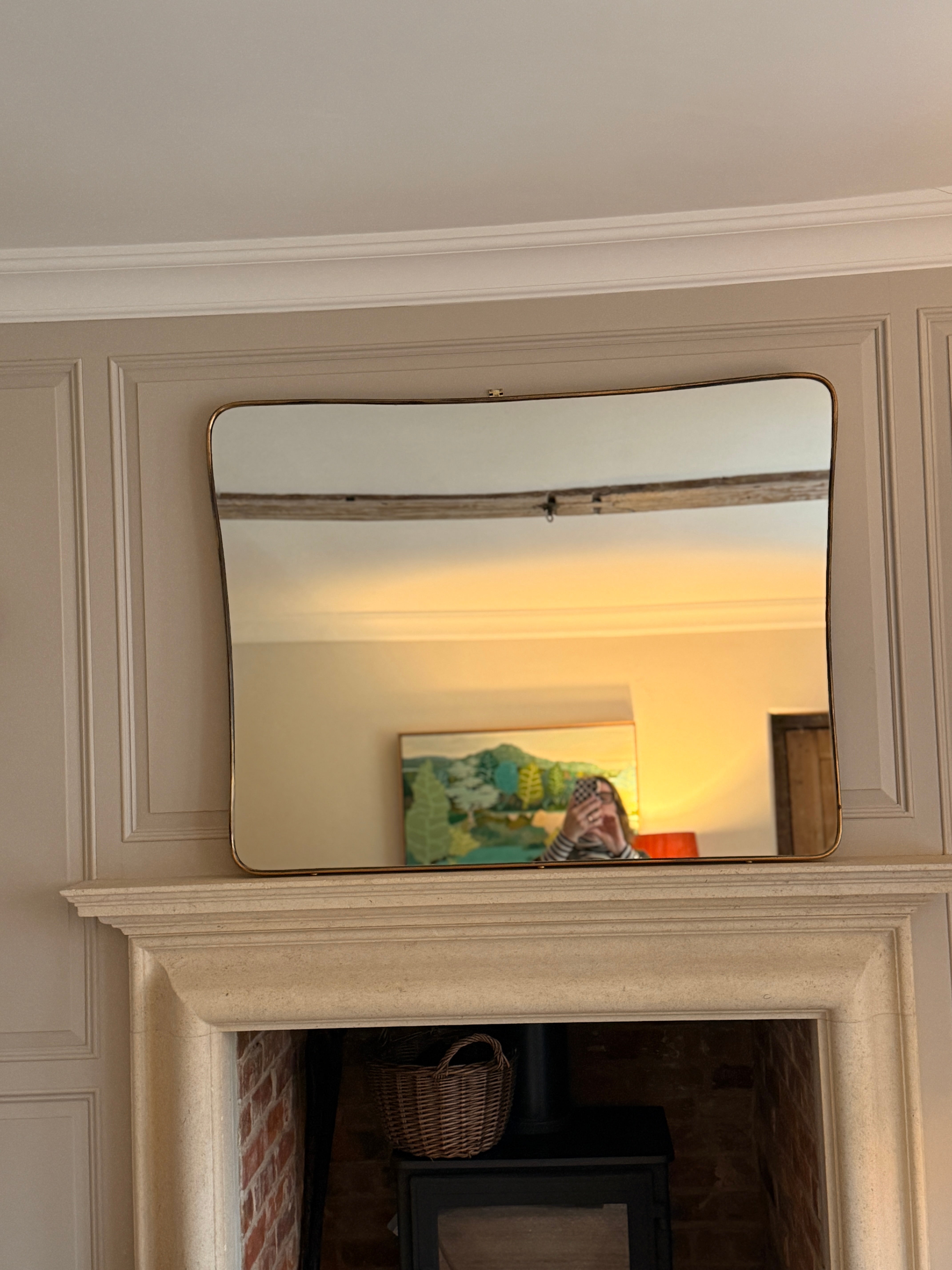 Amazing Italian 1950s Shield Mantel Mirror 111cm by 84cm