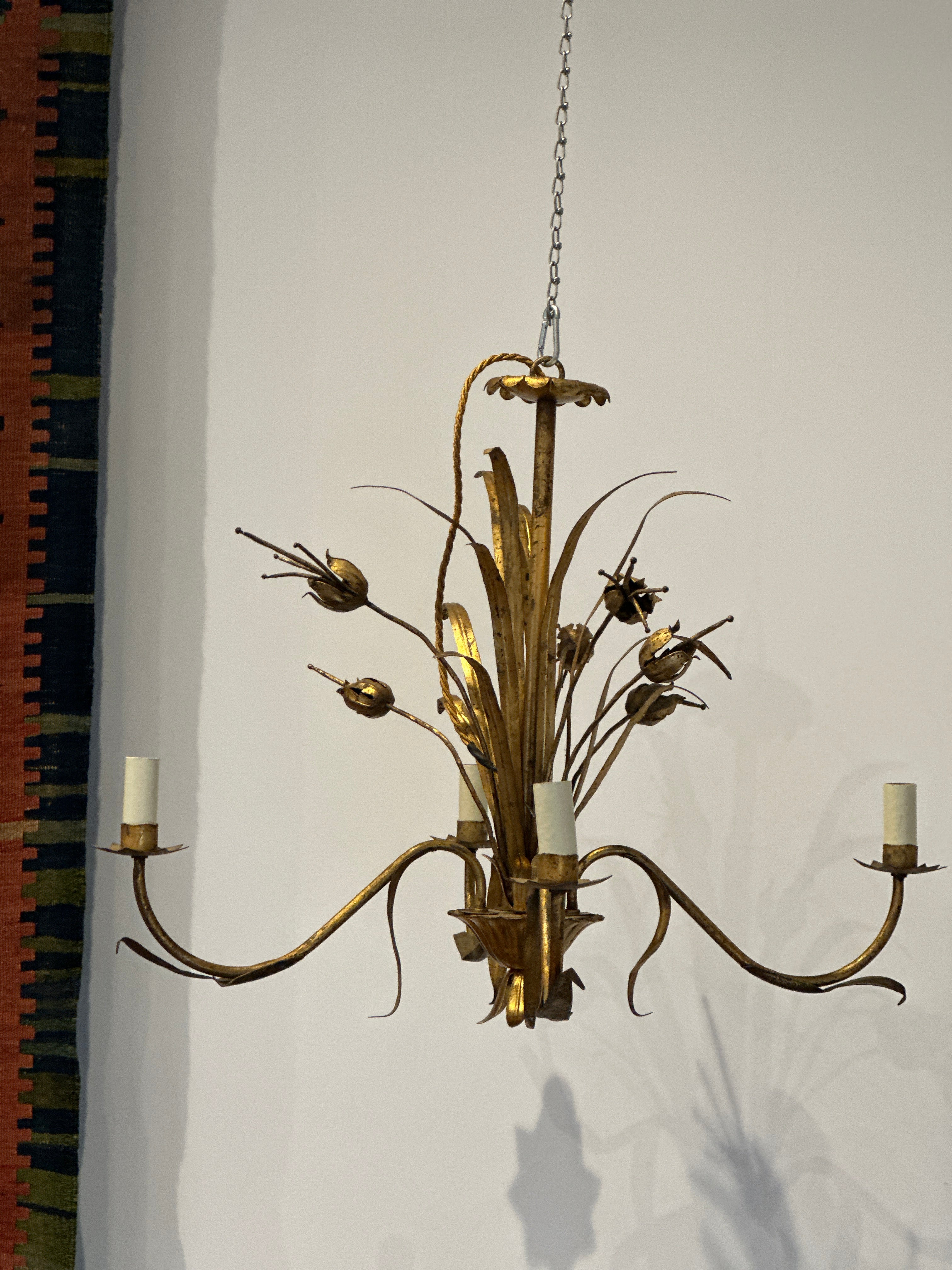 French Gilt Toleware Chandelier