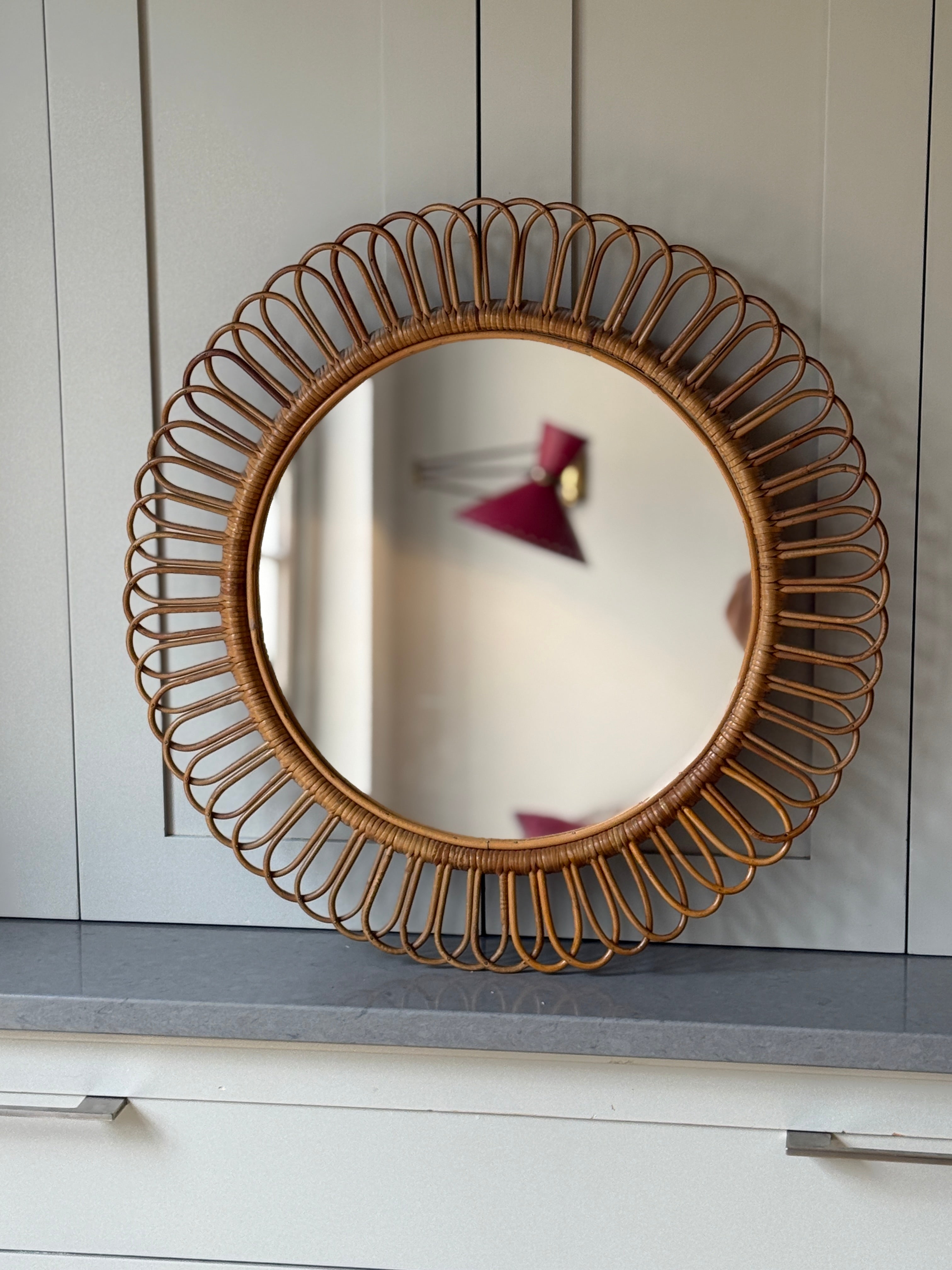 Round Rattan Mirror