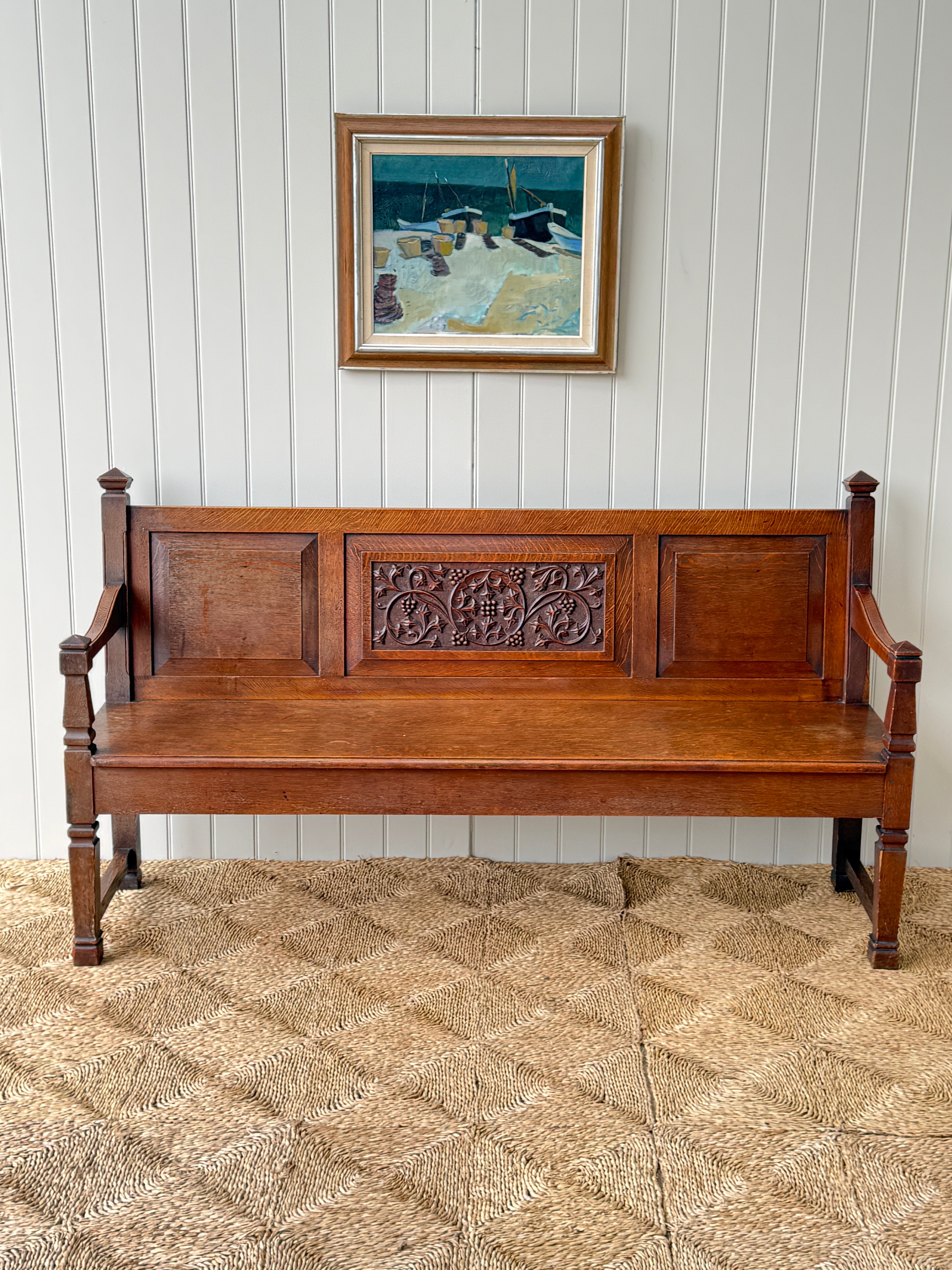 Early 20th Century Oak Hall Bench