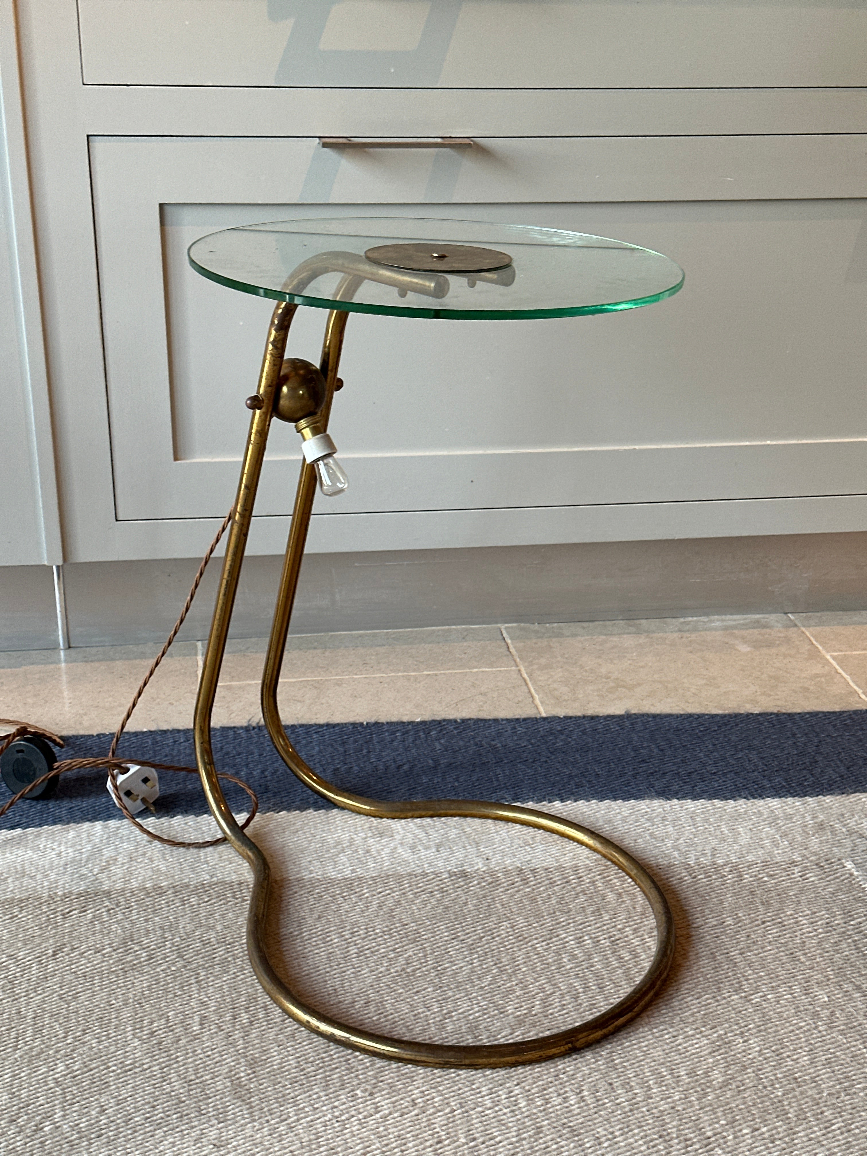 French Brass and Glass table with integrated light - 1950s