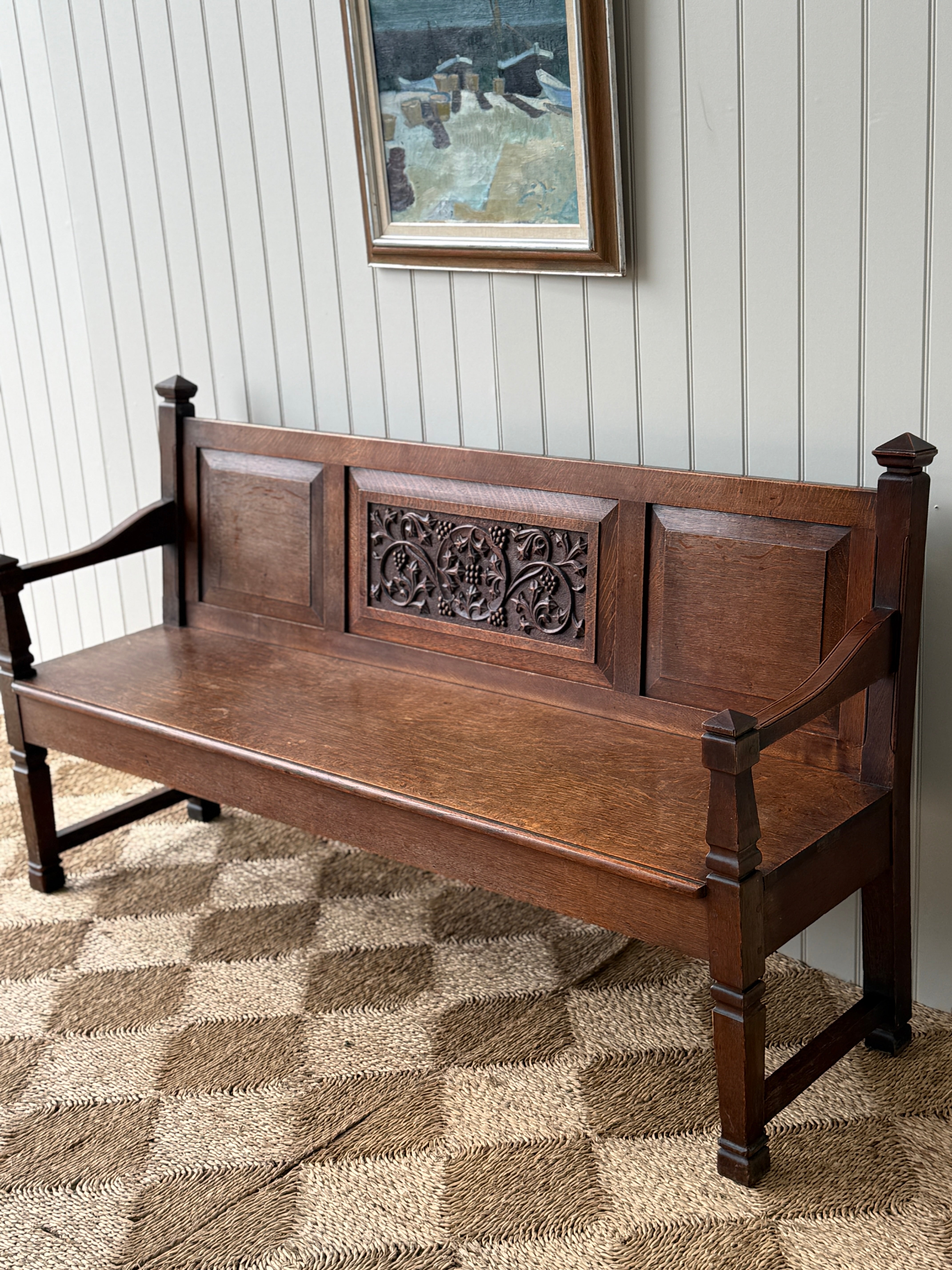 Early 20th Century Oak Hall Bench