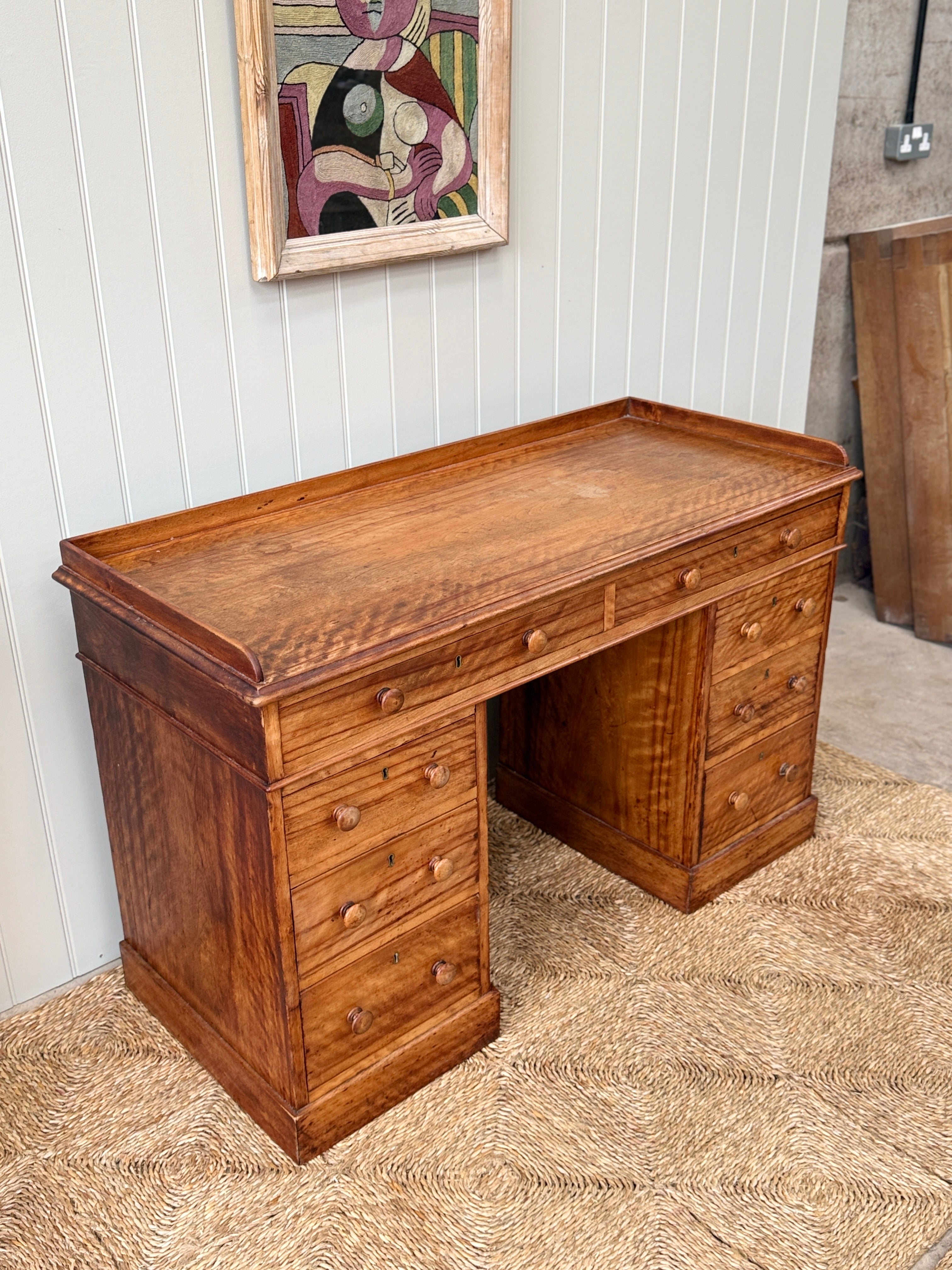 Satin Birch Desk with Gallery