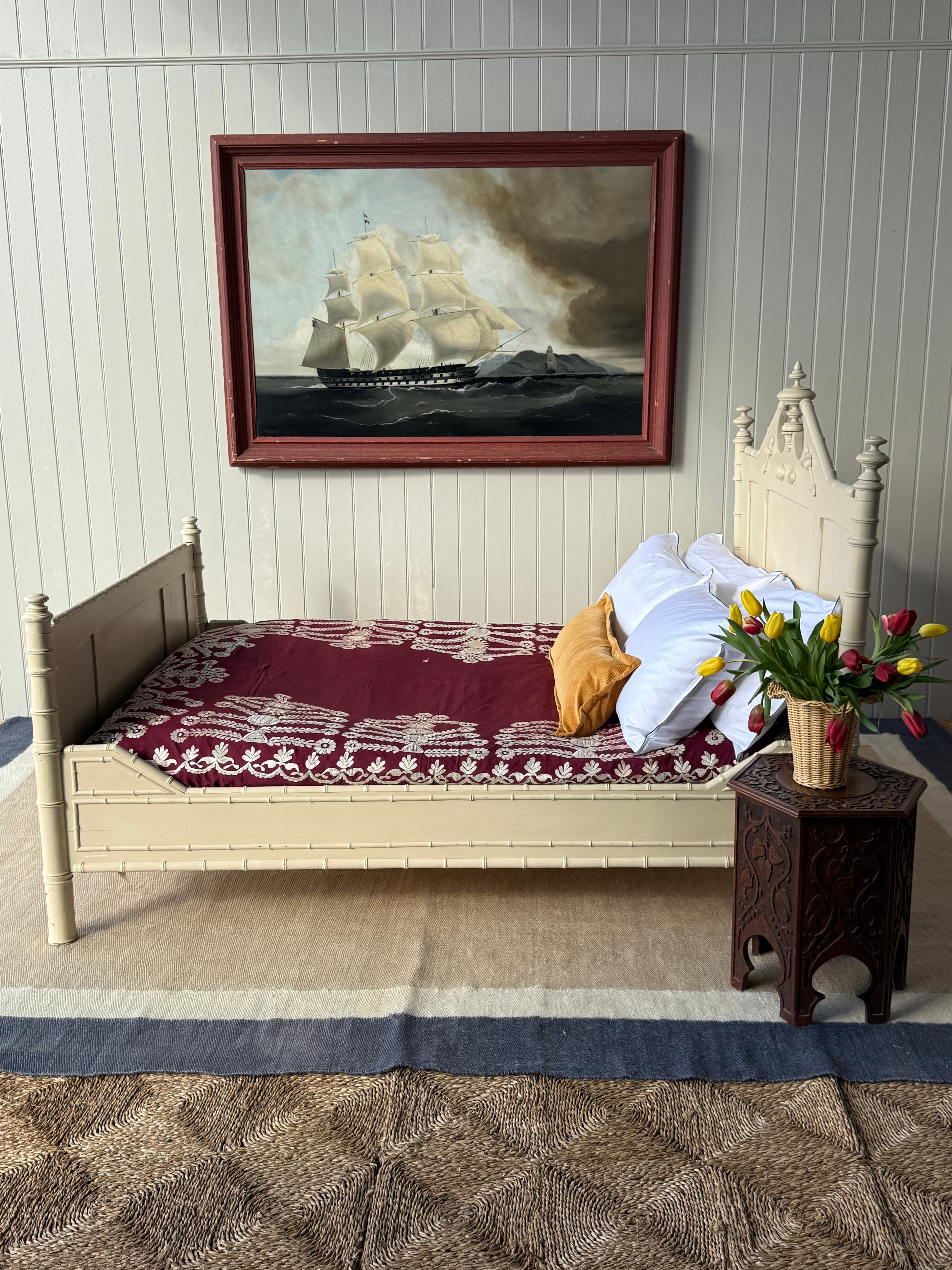 Faux Bamboo Painted Double Bed