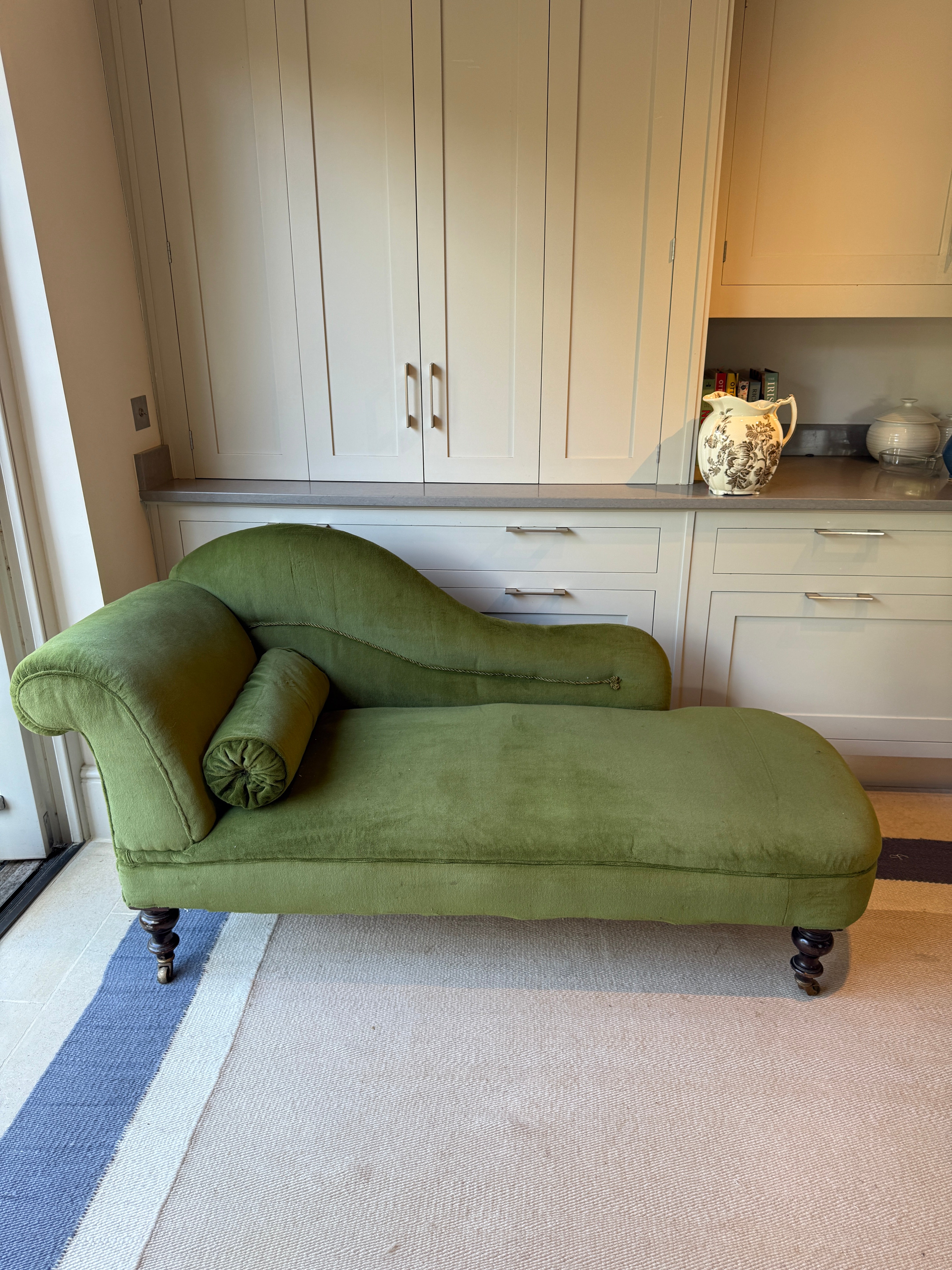 Late 19th Century Chaise Green Velvet