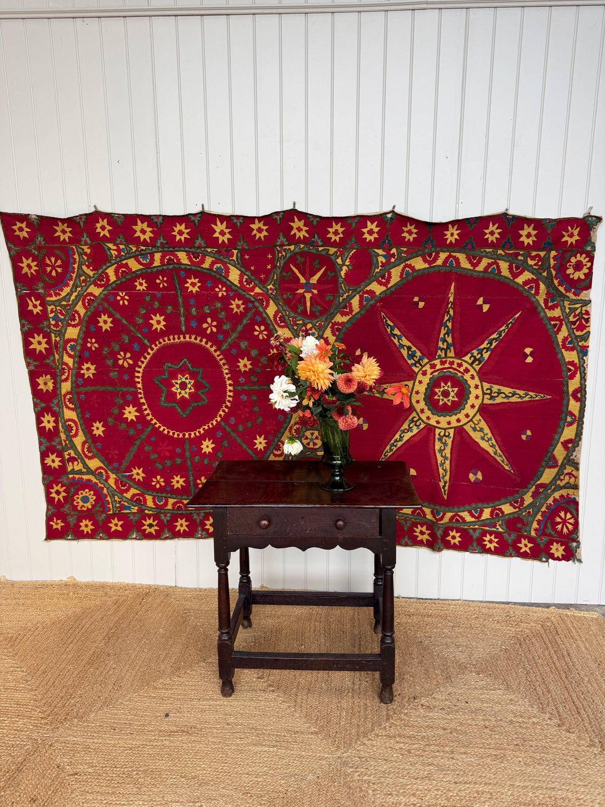 Large Antique Suzani Wall Hanging, Tashkent, Uzbekistan, Late 19th Century
