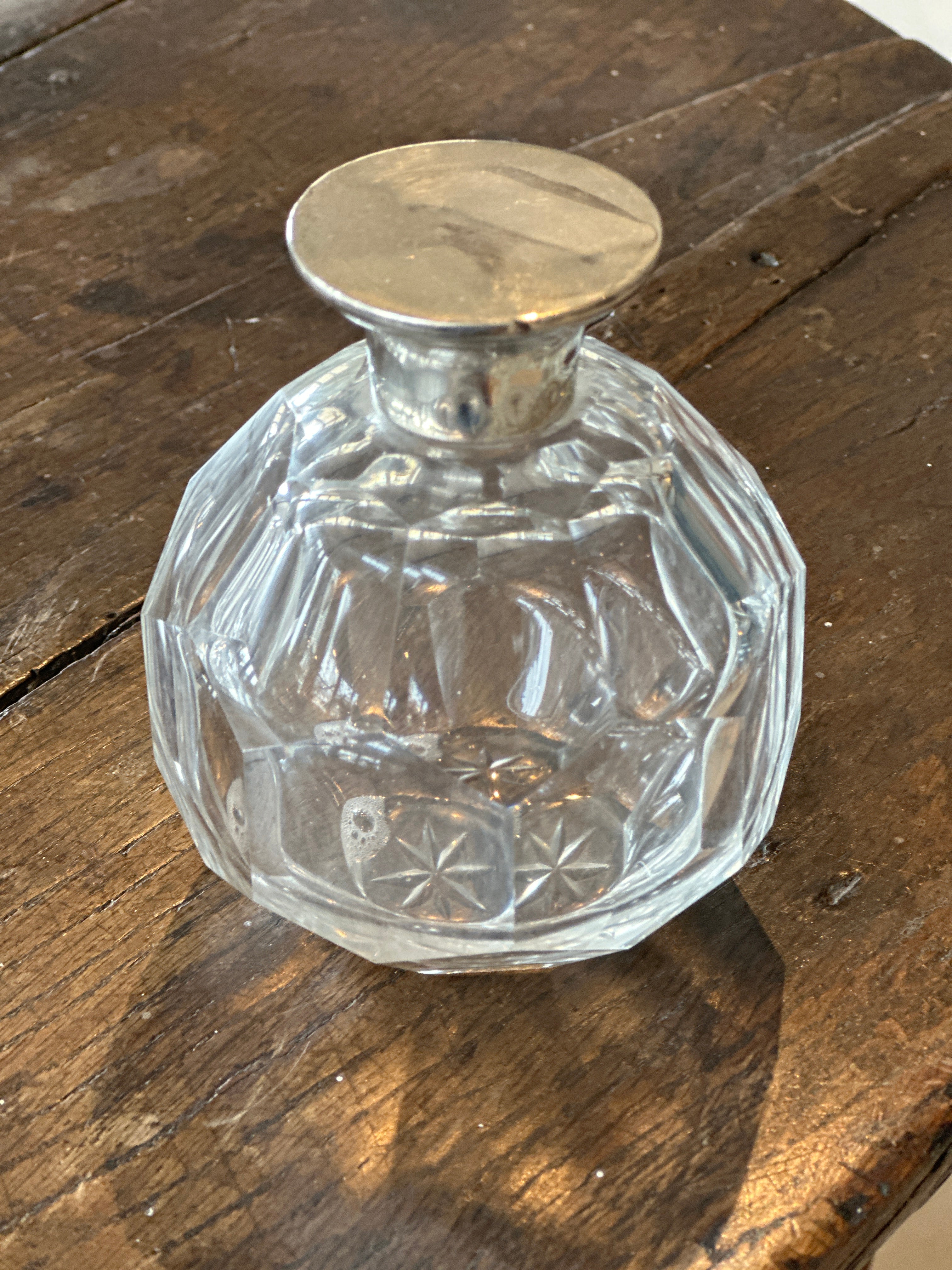 Pair of Cut Glass and Silver Scent Bottles