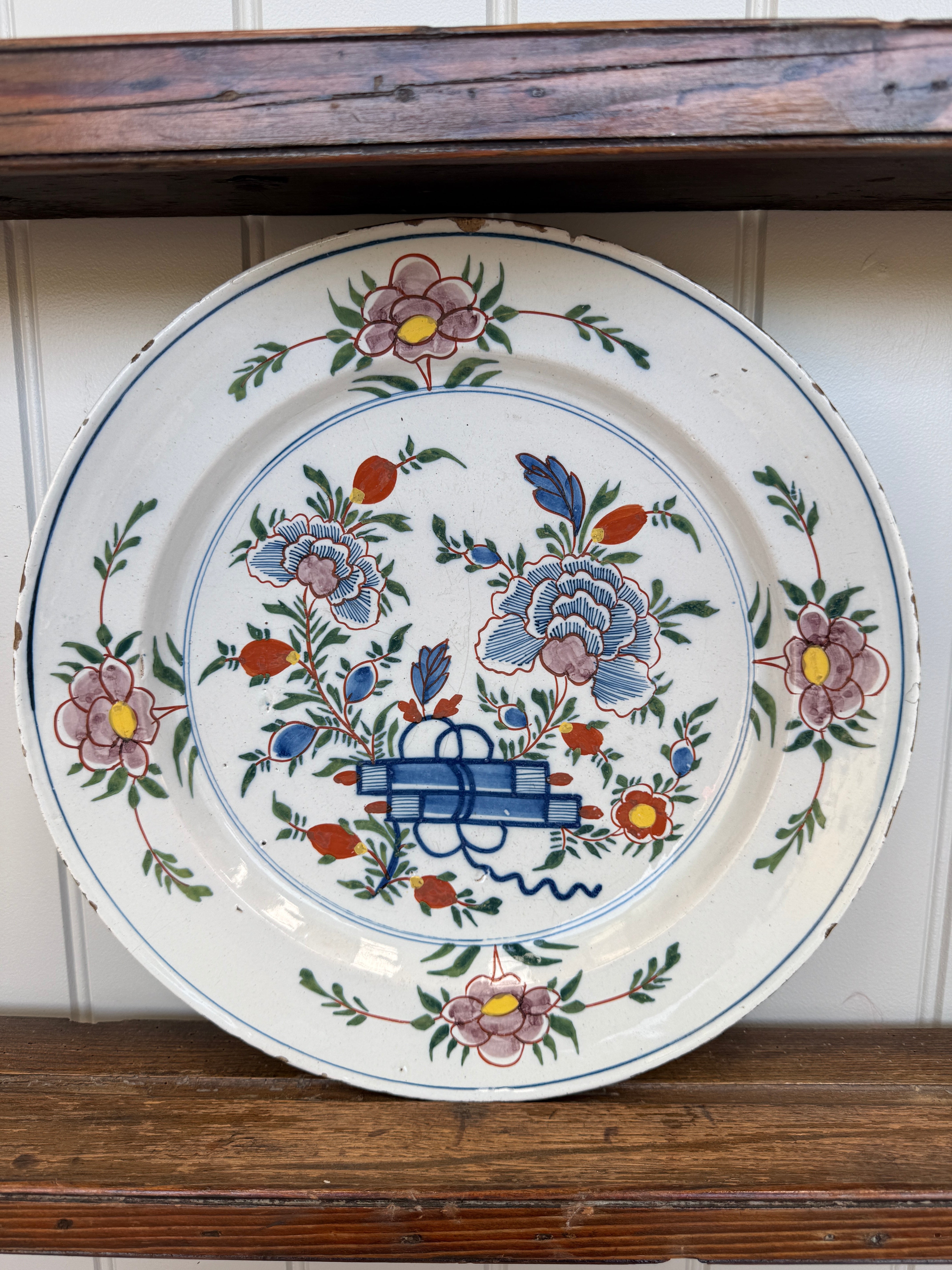 A Large Dutch Delft Polychrome Charger, circa 1760–70