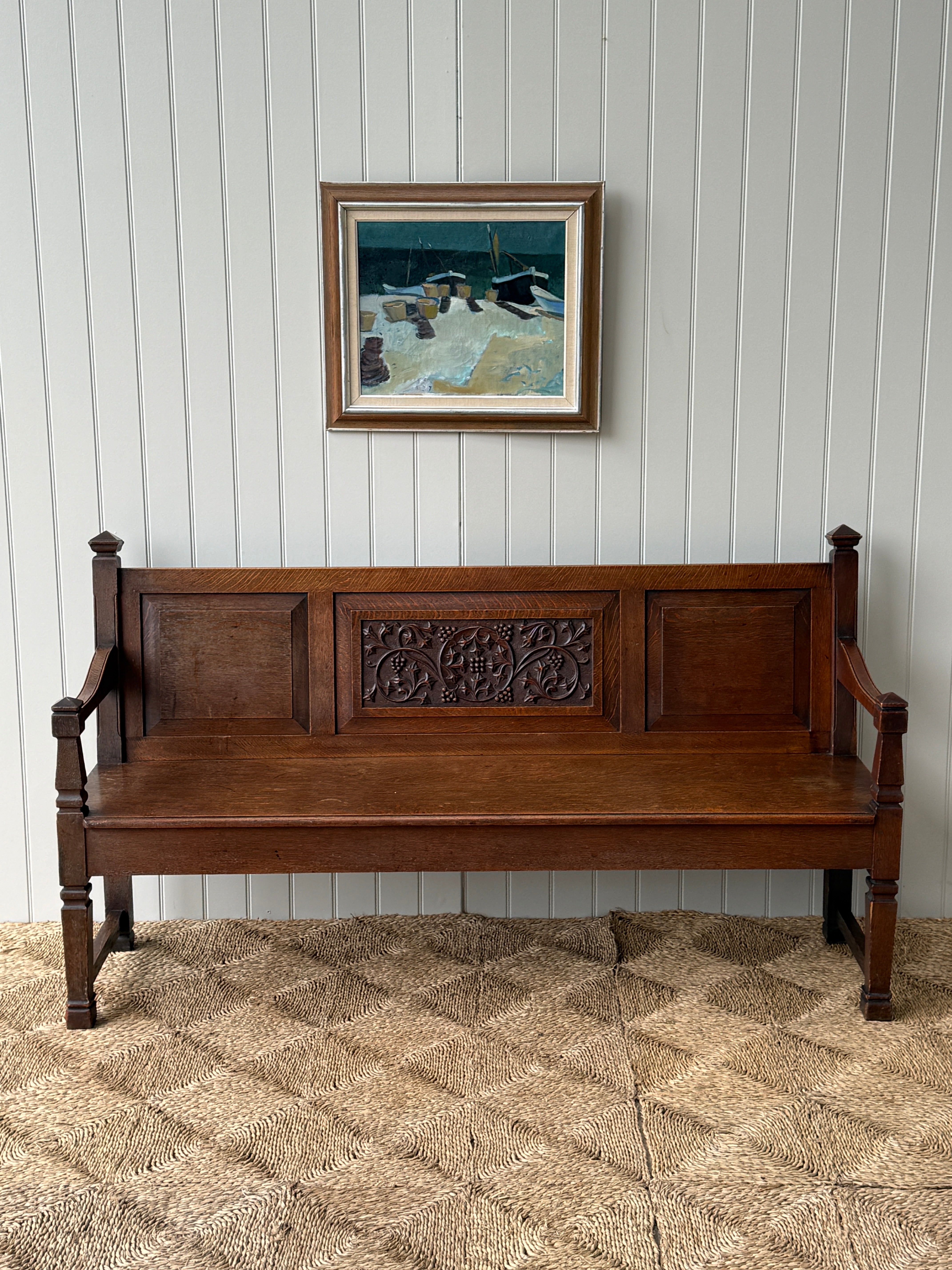 Early 20th Century Oak Hall Bench