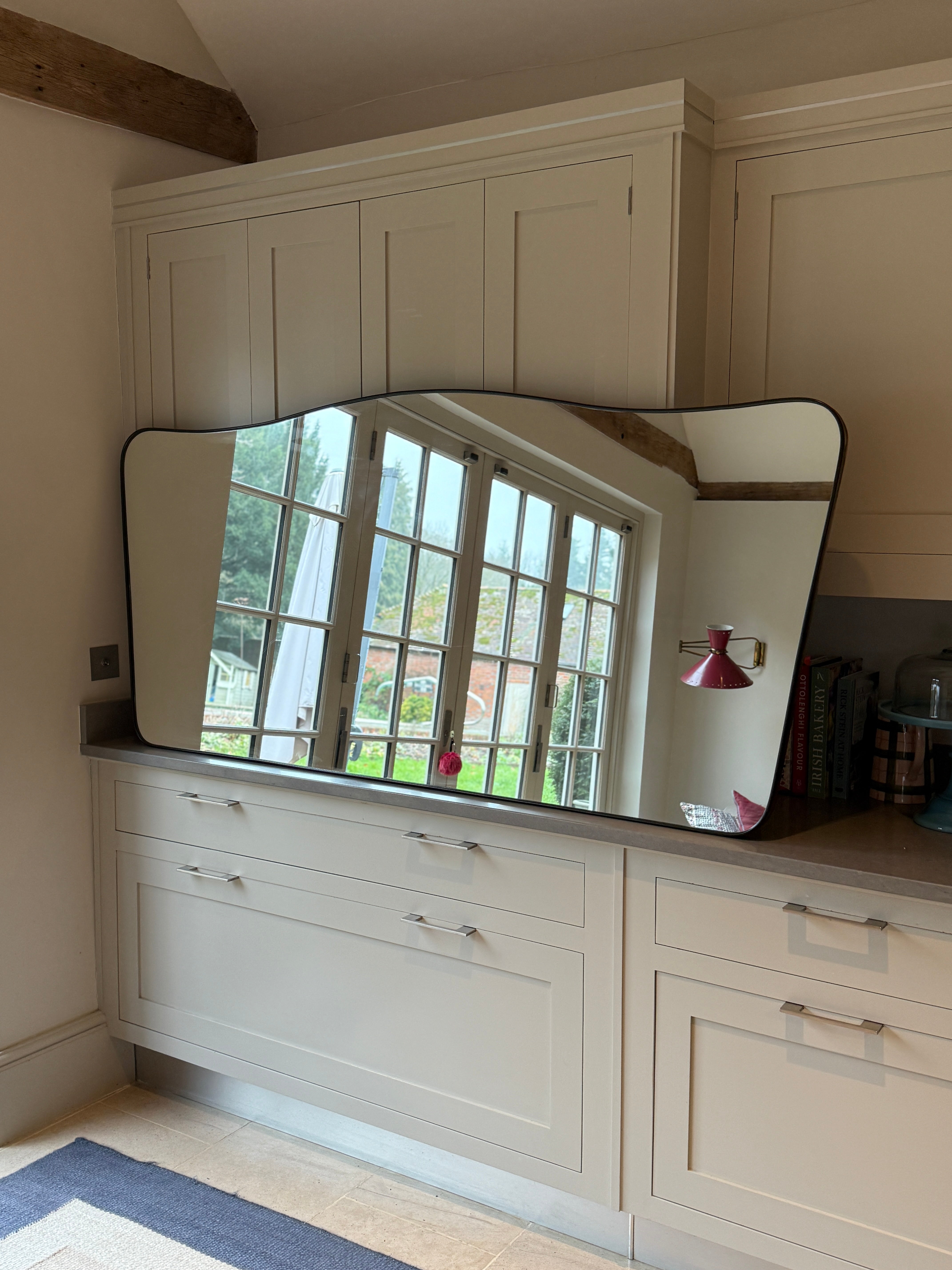 Large Landscape Brass Shield Mirror