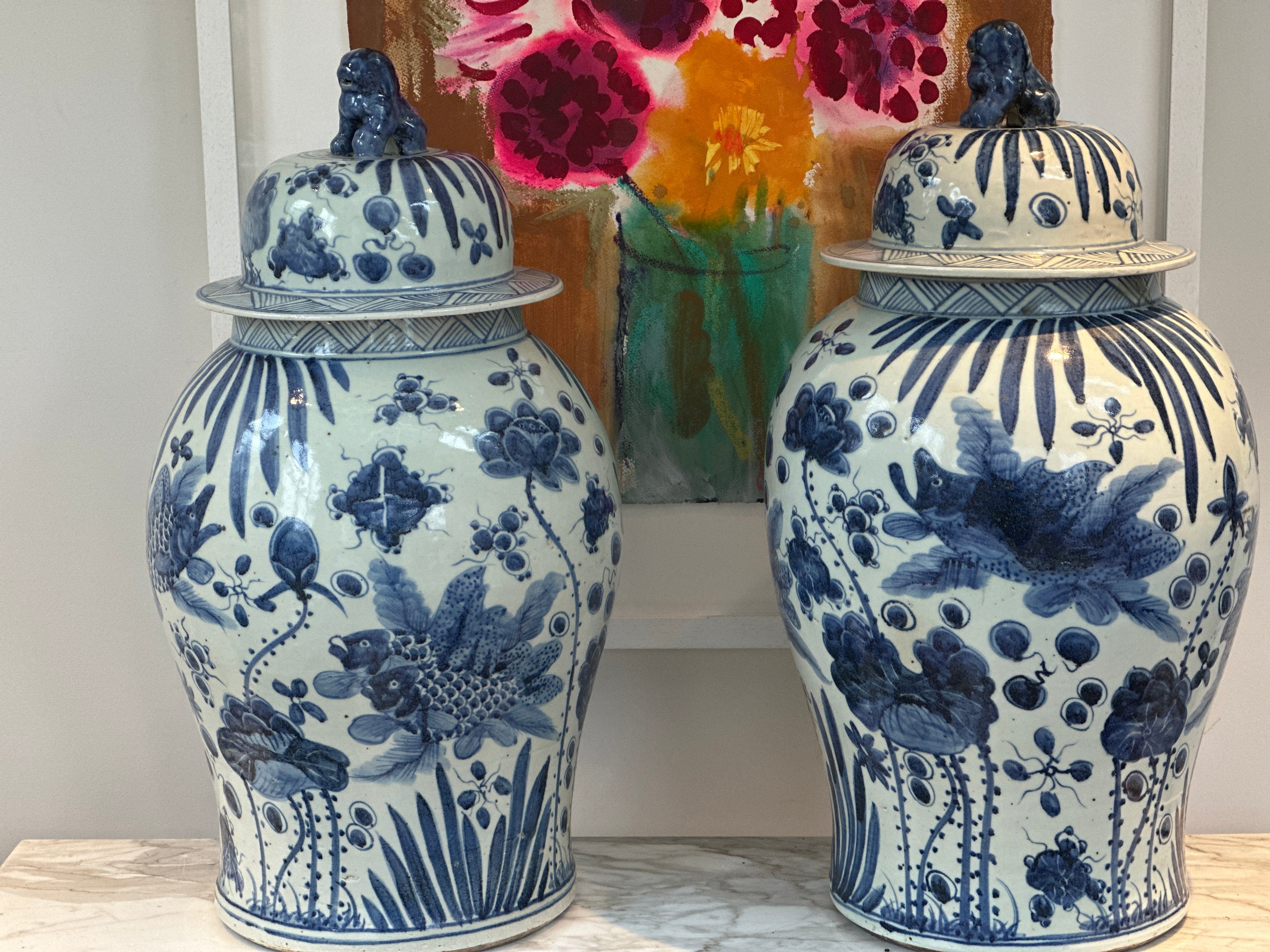 Extra Large Blue and White Chinese Ginger Jars