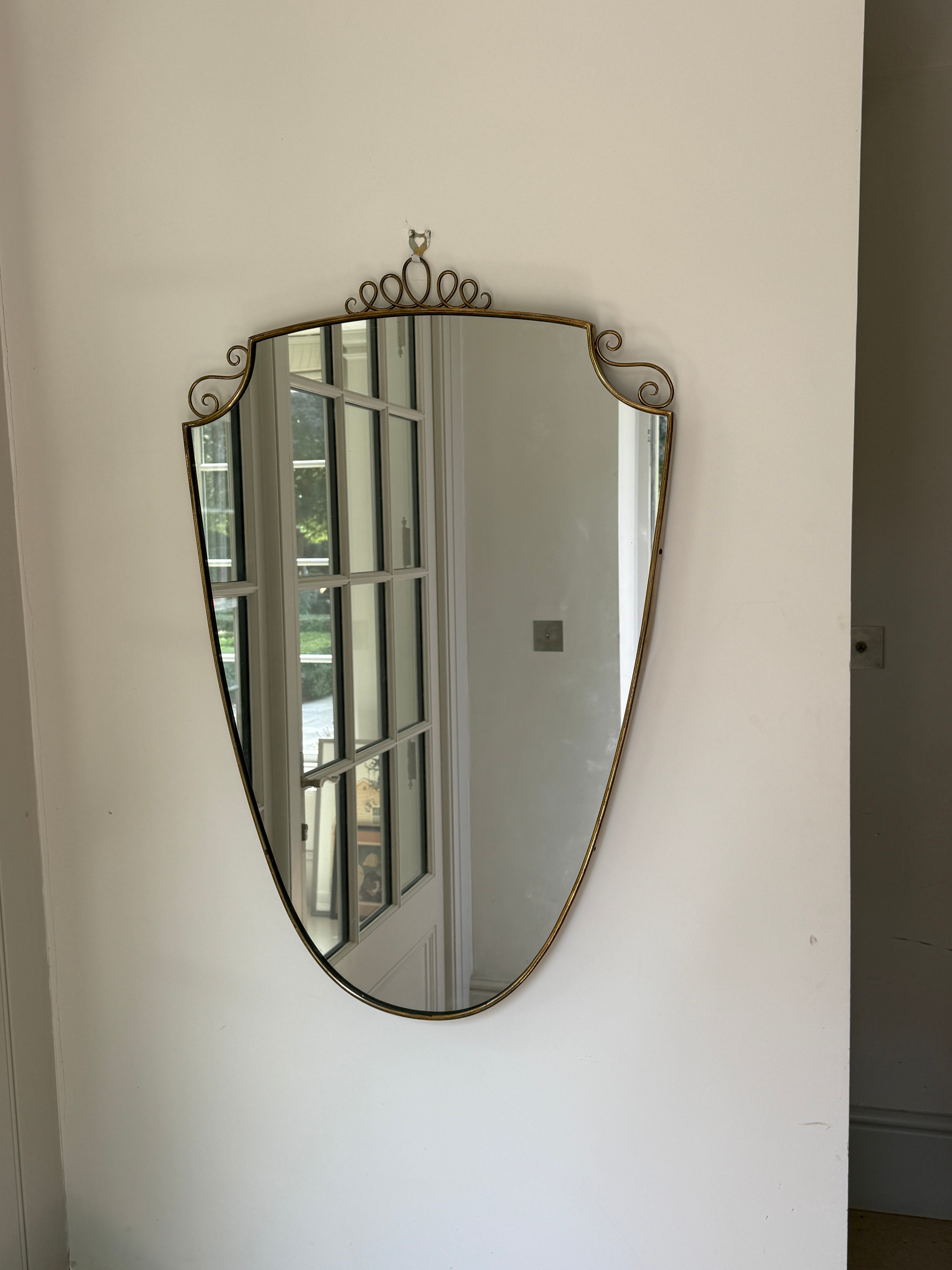 Mid-20th Century Italian Brass Shield Mirror