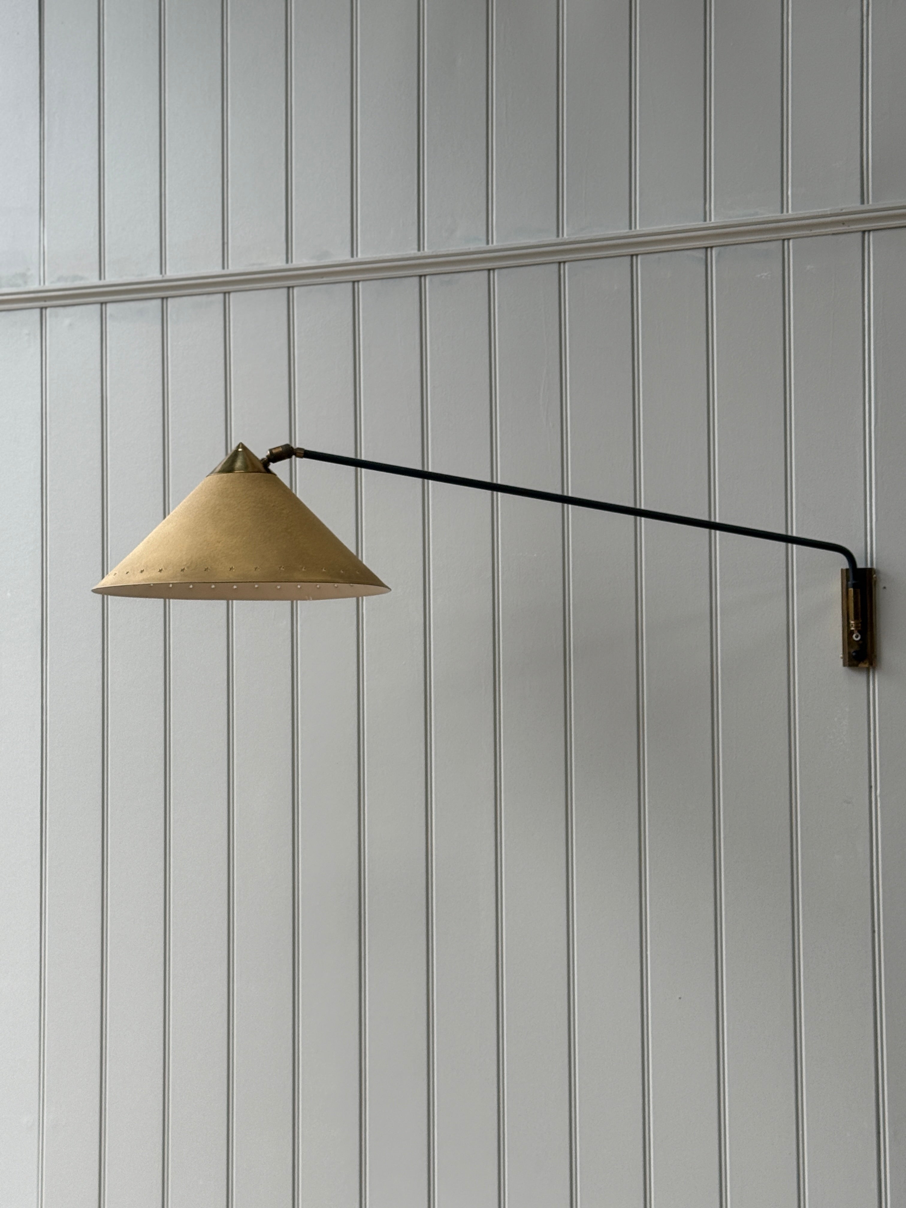 Brass French Wall Light with Yellow shade