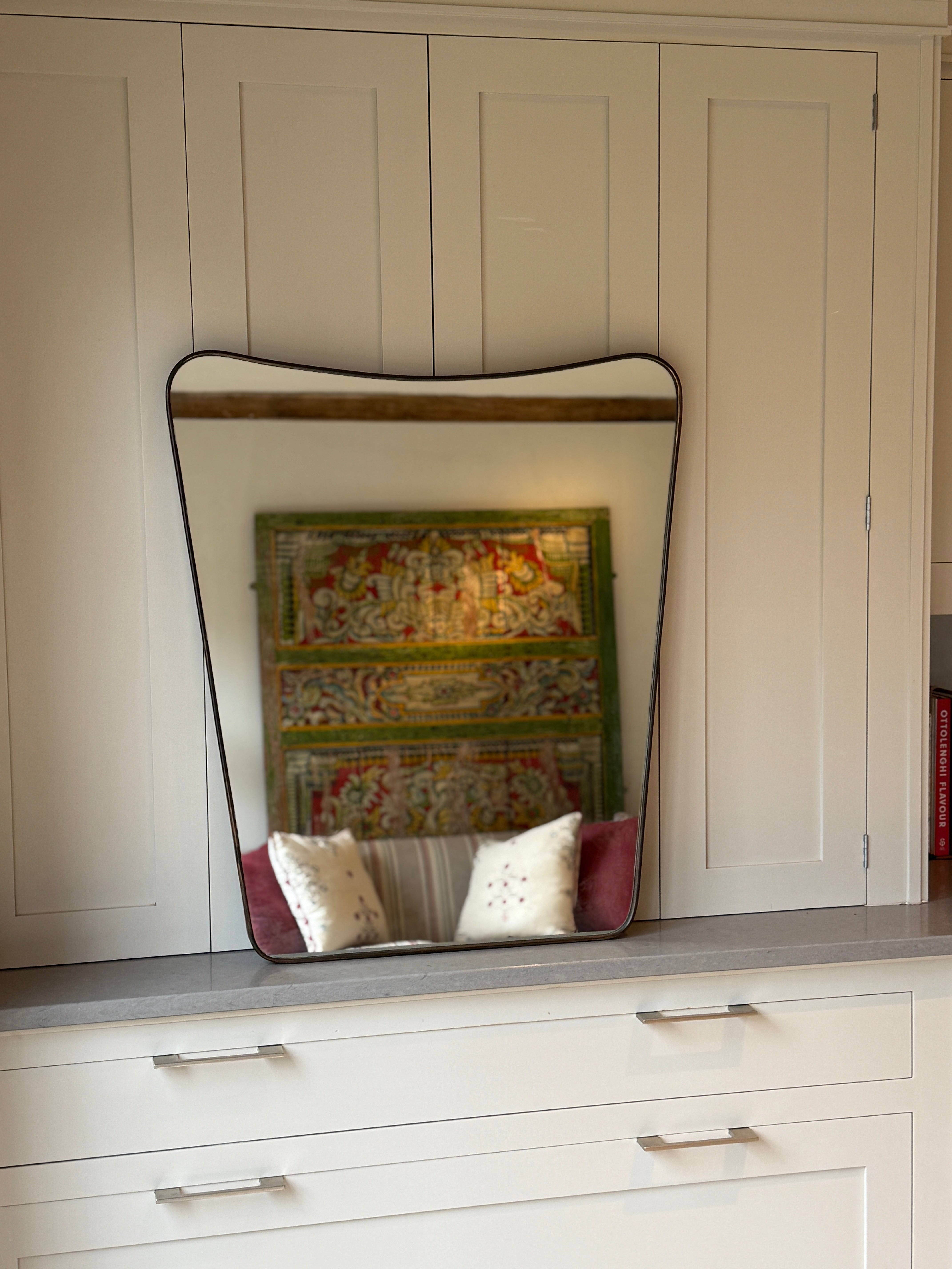 Large Italian Brass Shield Mirror