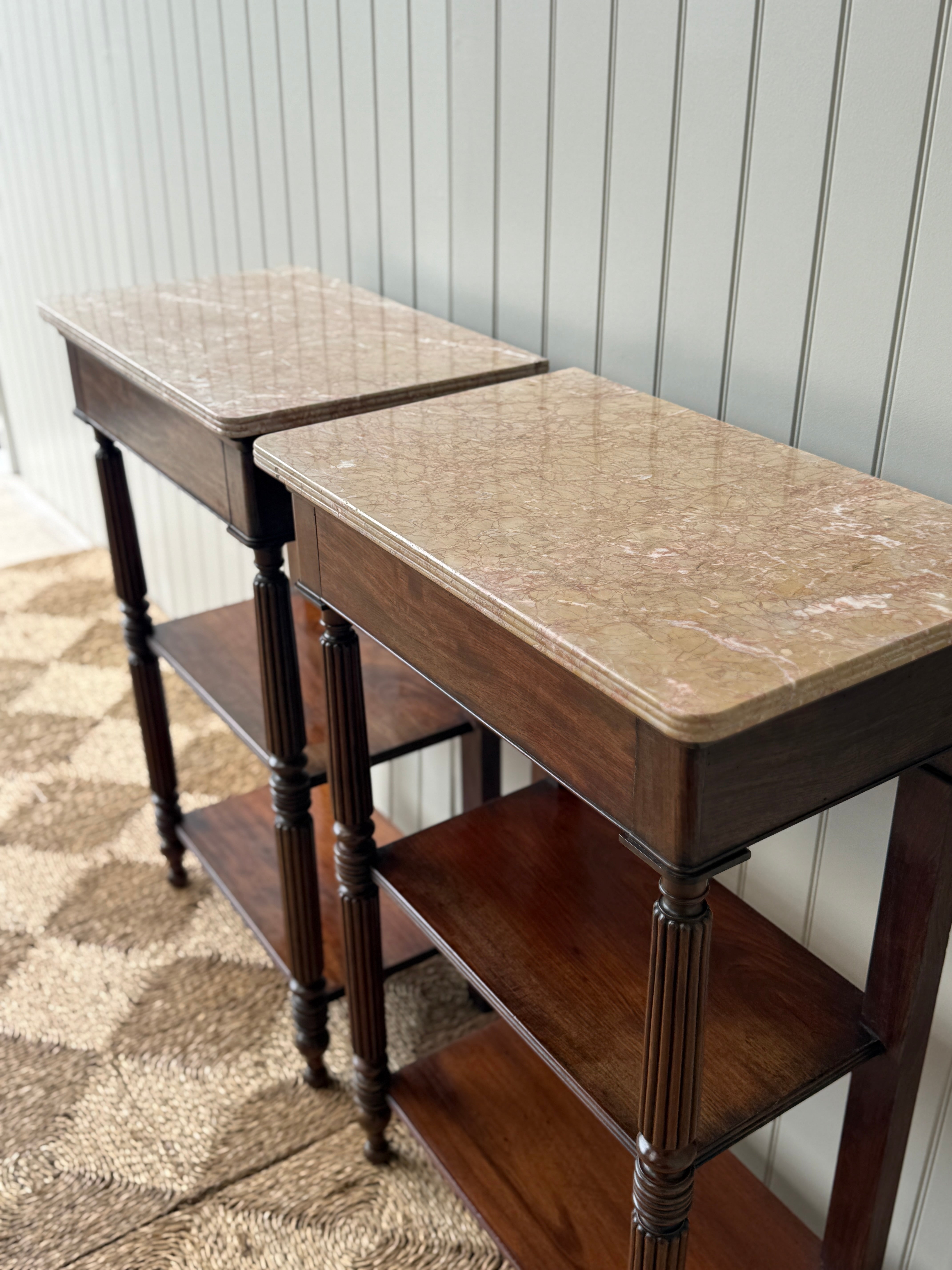 Pair of Tall Marble Topped Etageres