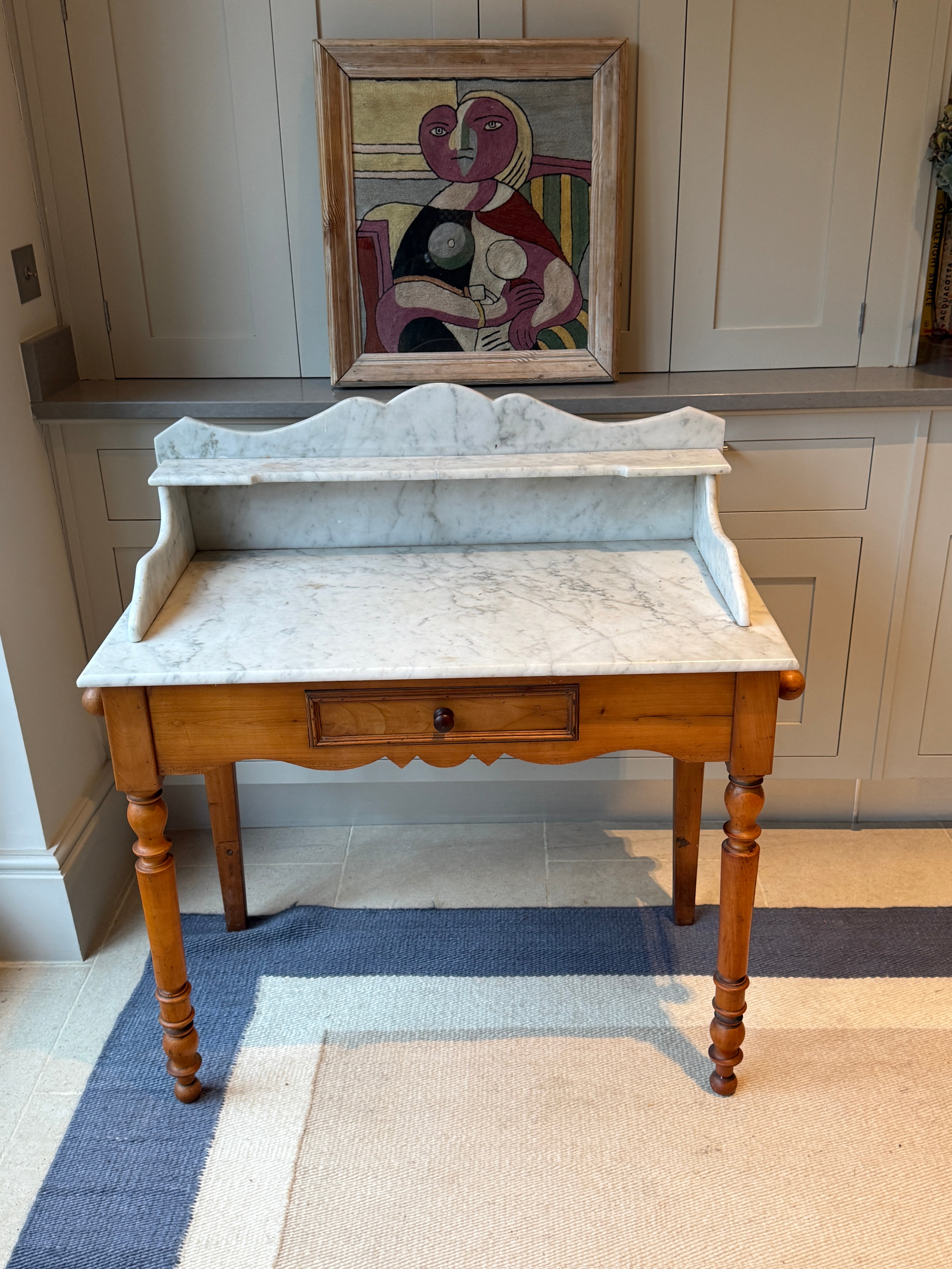 Pine Washstand with White Marble Top