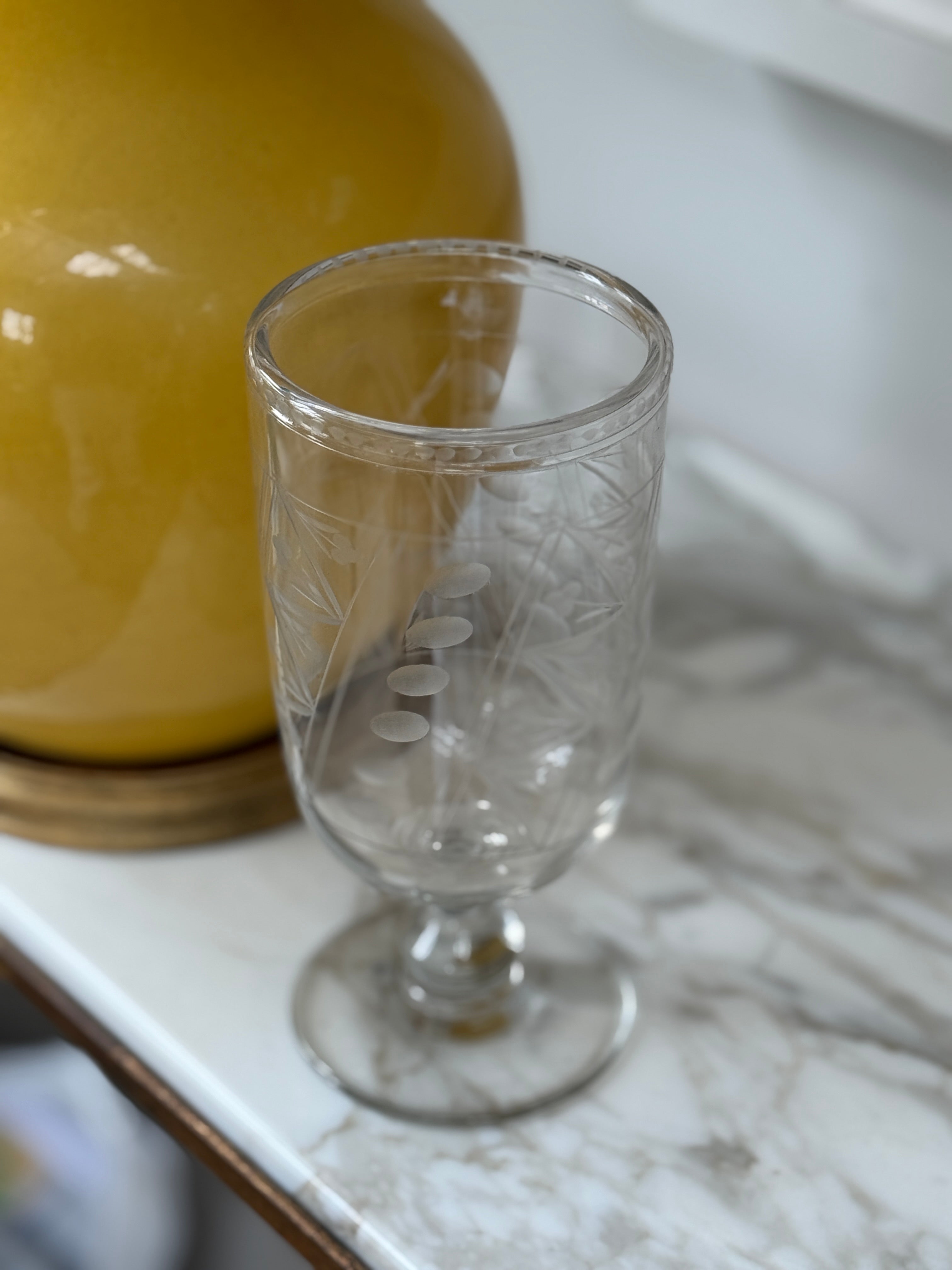 Antique Celery Vase with Etched Vase