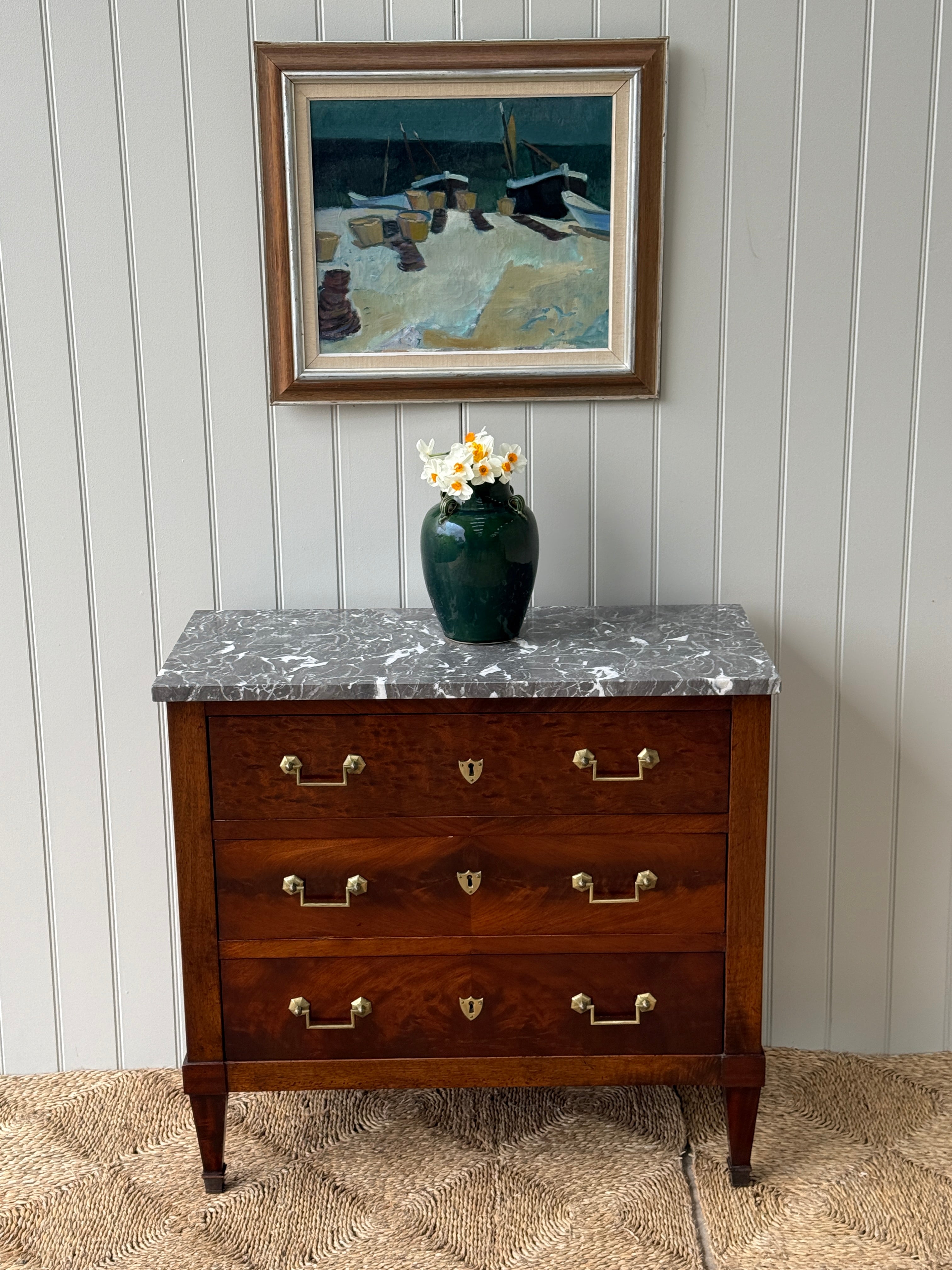 Small Empire Commode with Dappled Grey Marble Top