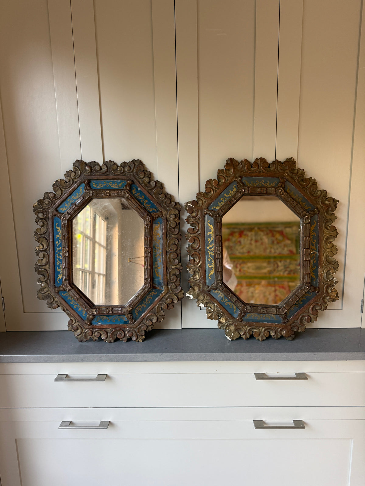Matched Pair of Octagonal Italianate Mirrors