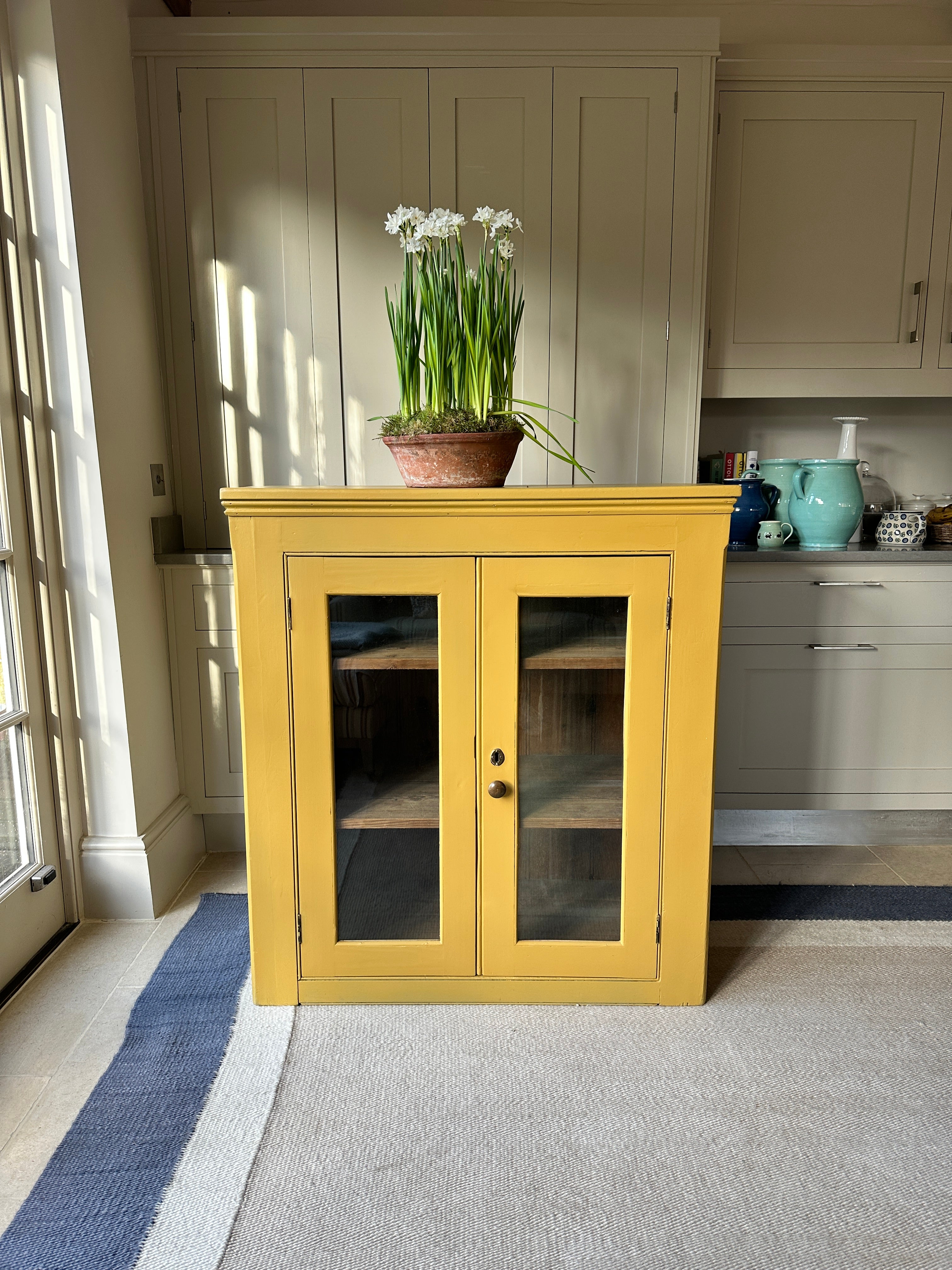 Antique Pine Glazed Cupboard in FB India Yellow