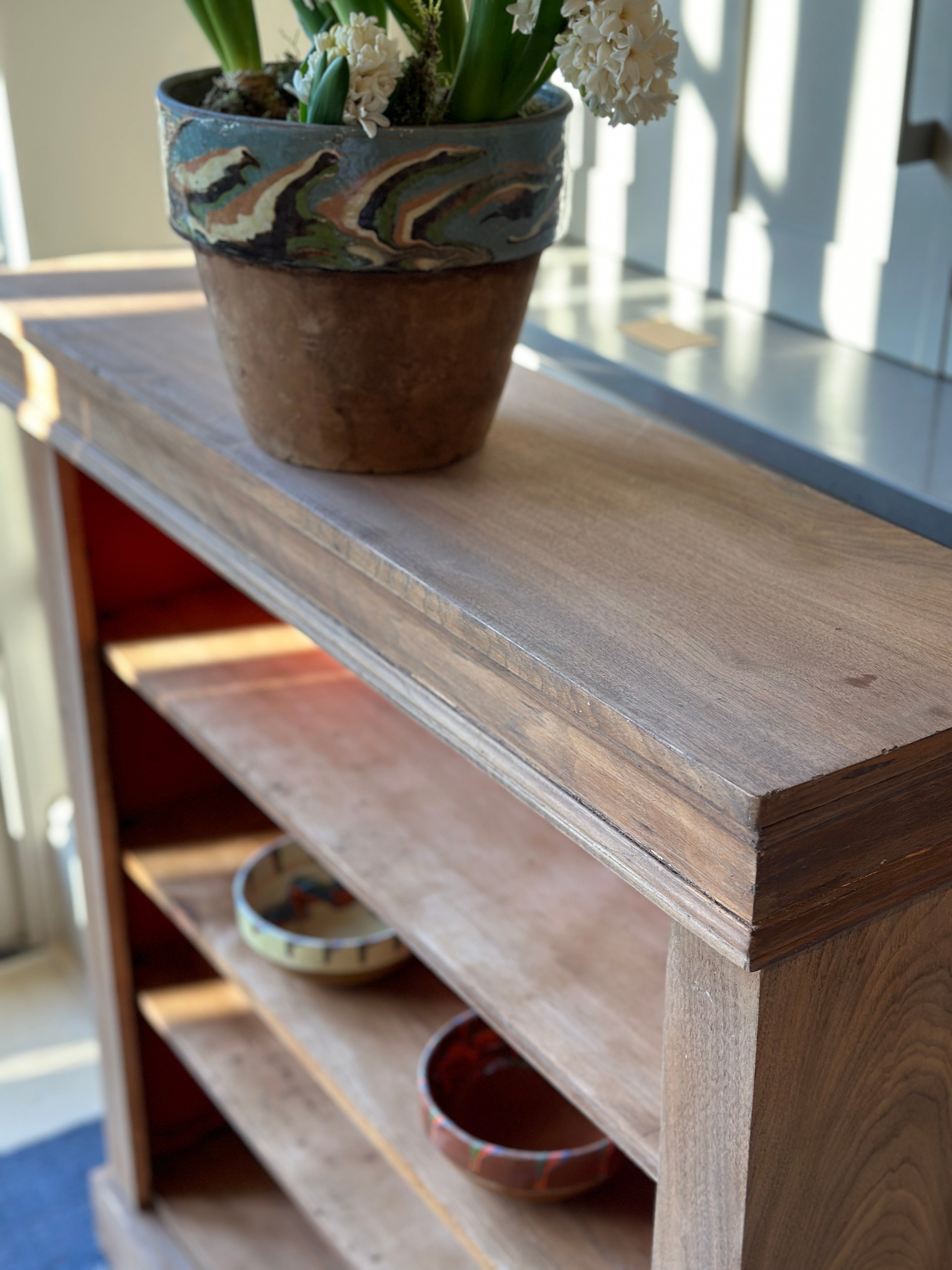 Vintage Pine Shelves with Red interior