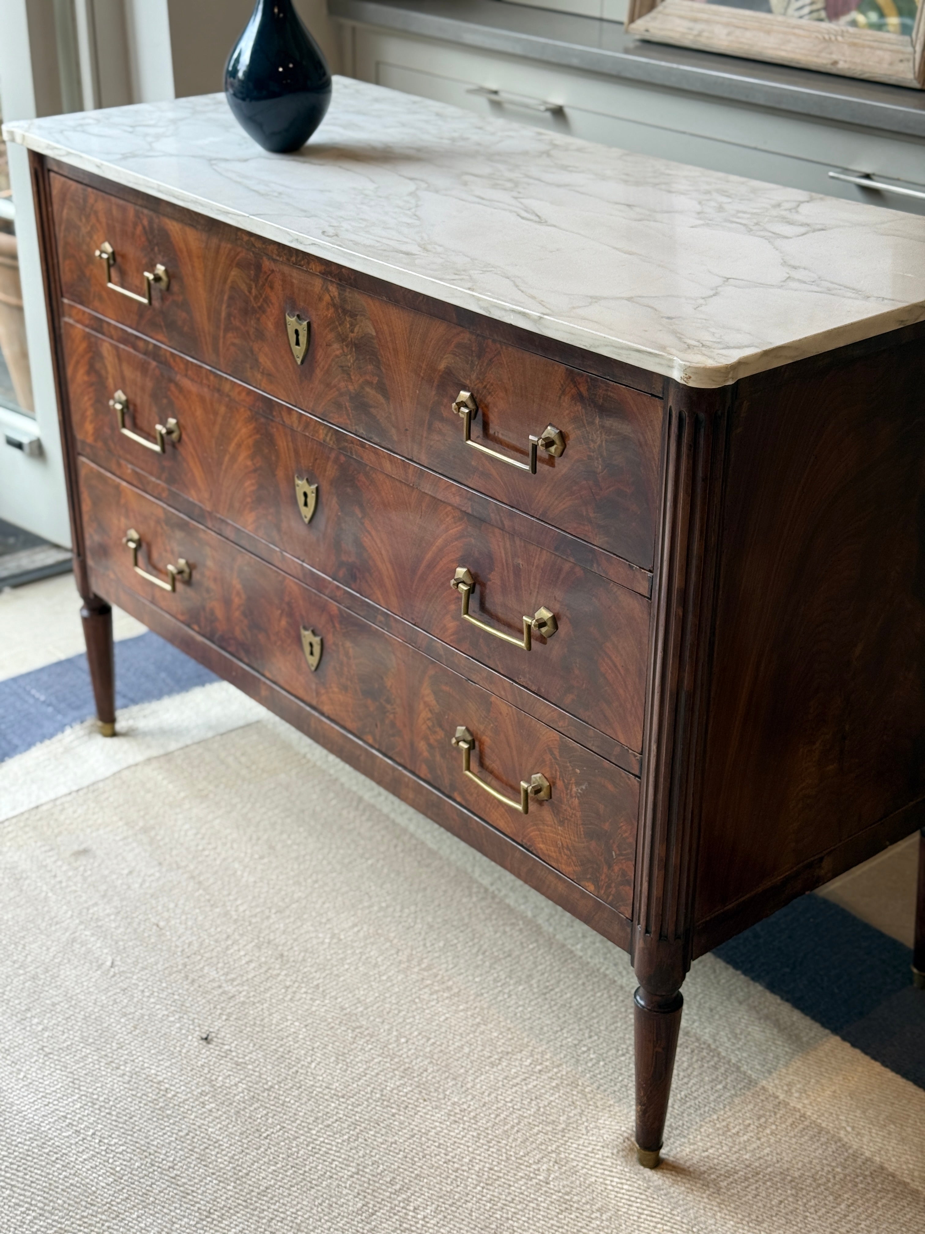 Louis XVI White Marble topped Commode
