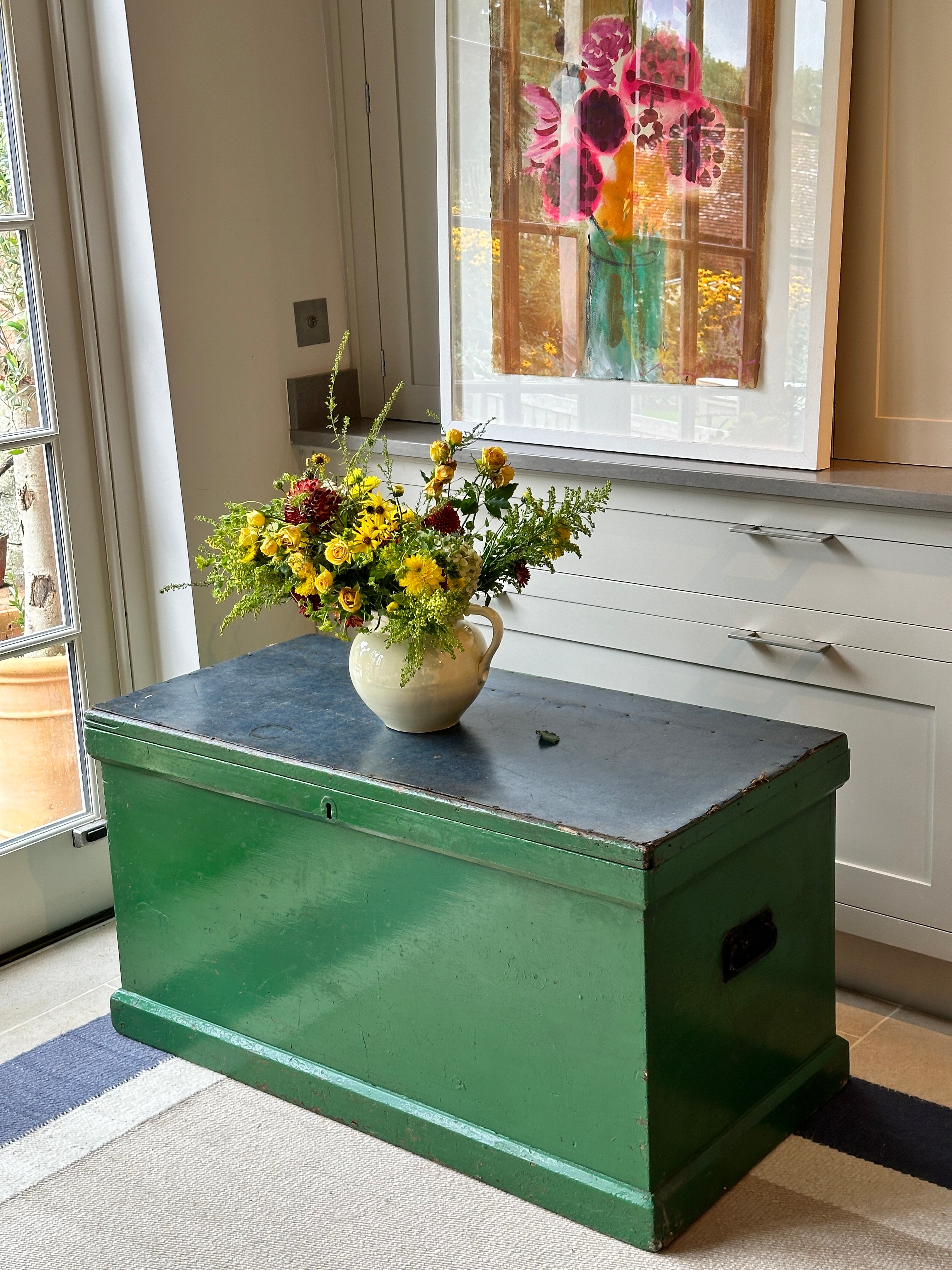 Large Antique Trunk in Green Gloss