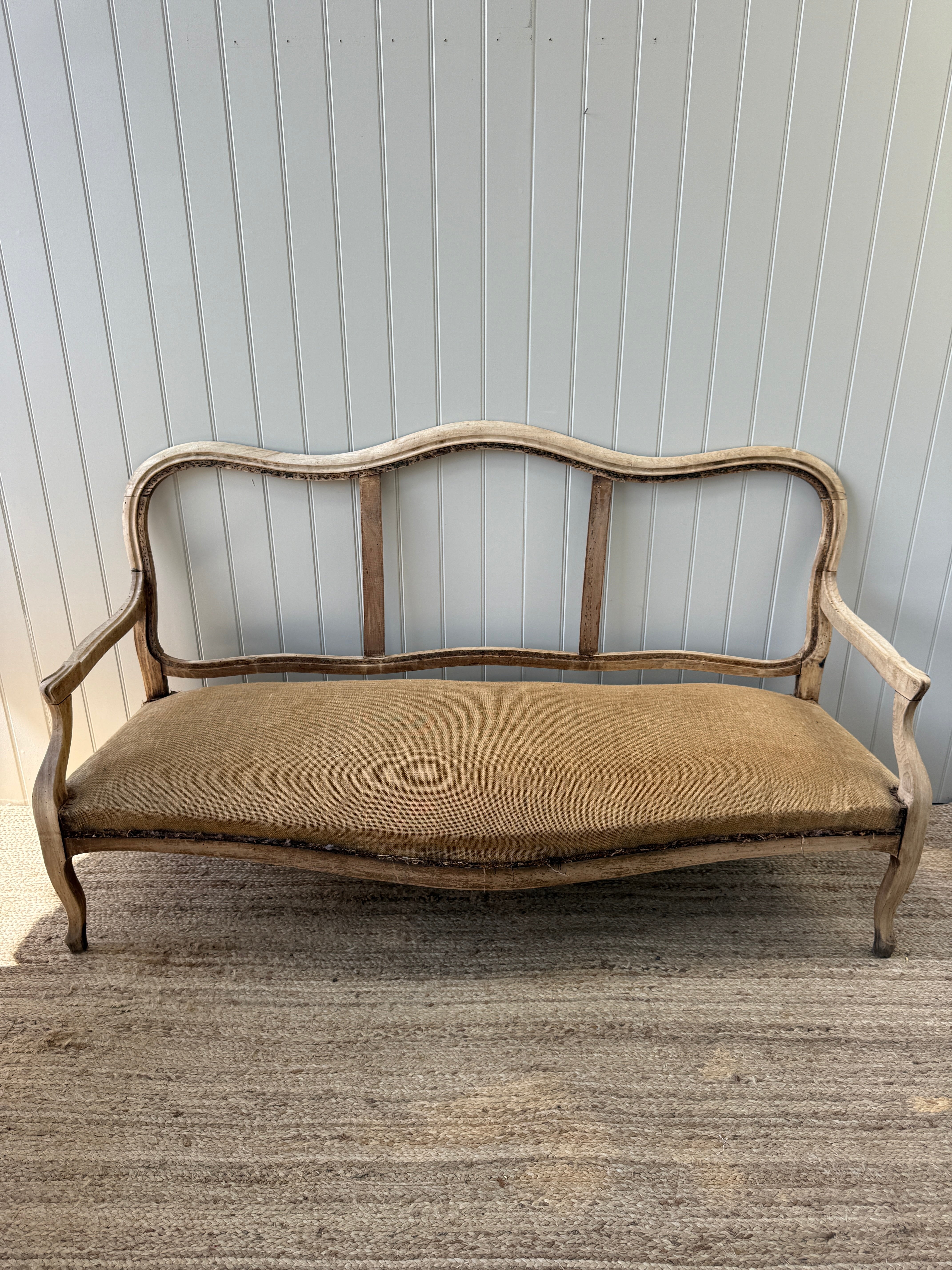 19th Century French Louis XV-Style Bleached Oak Canapé