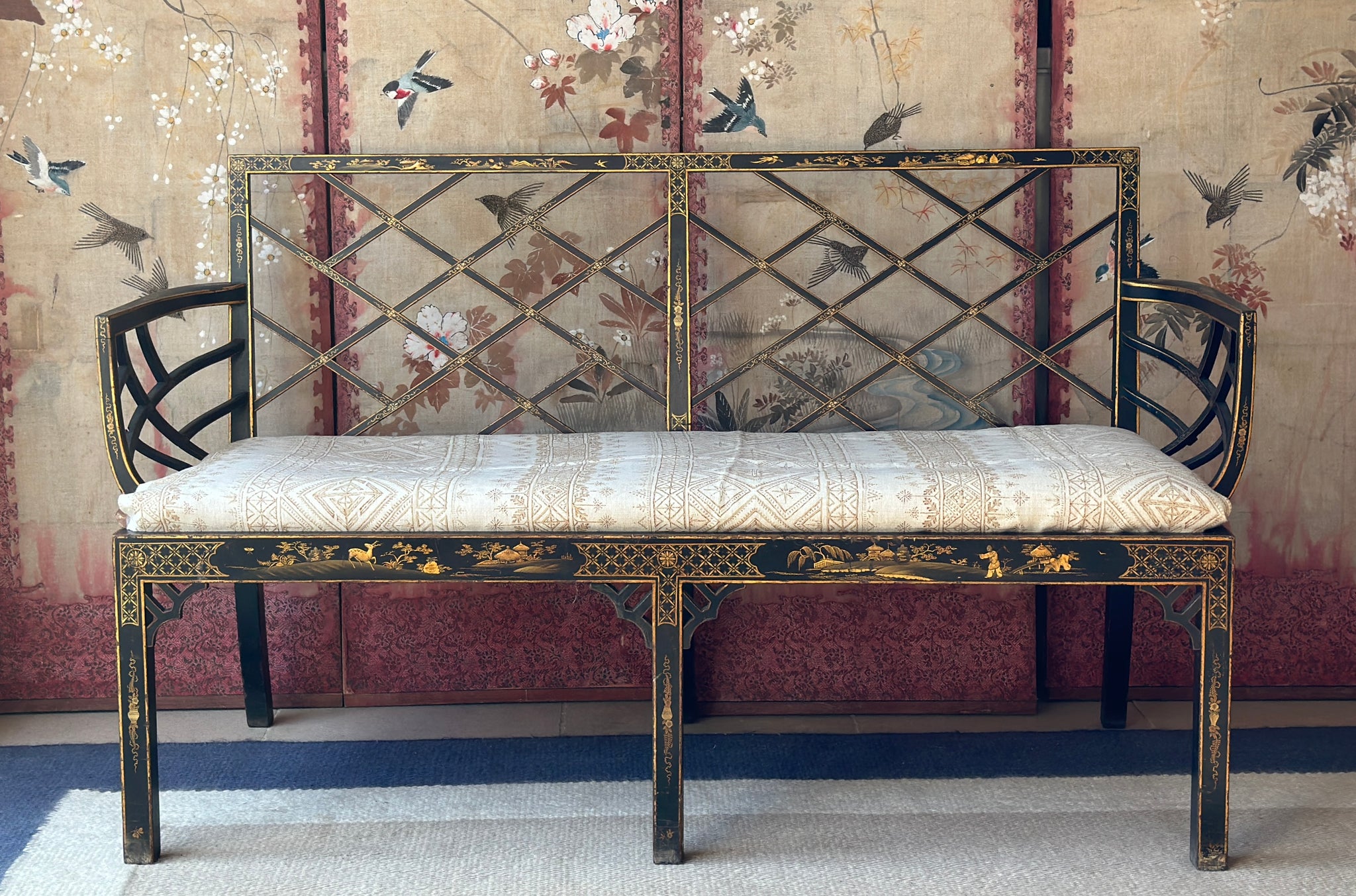 Amazing 19th C Lacquered Chinoiserie Sofa