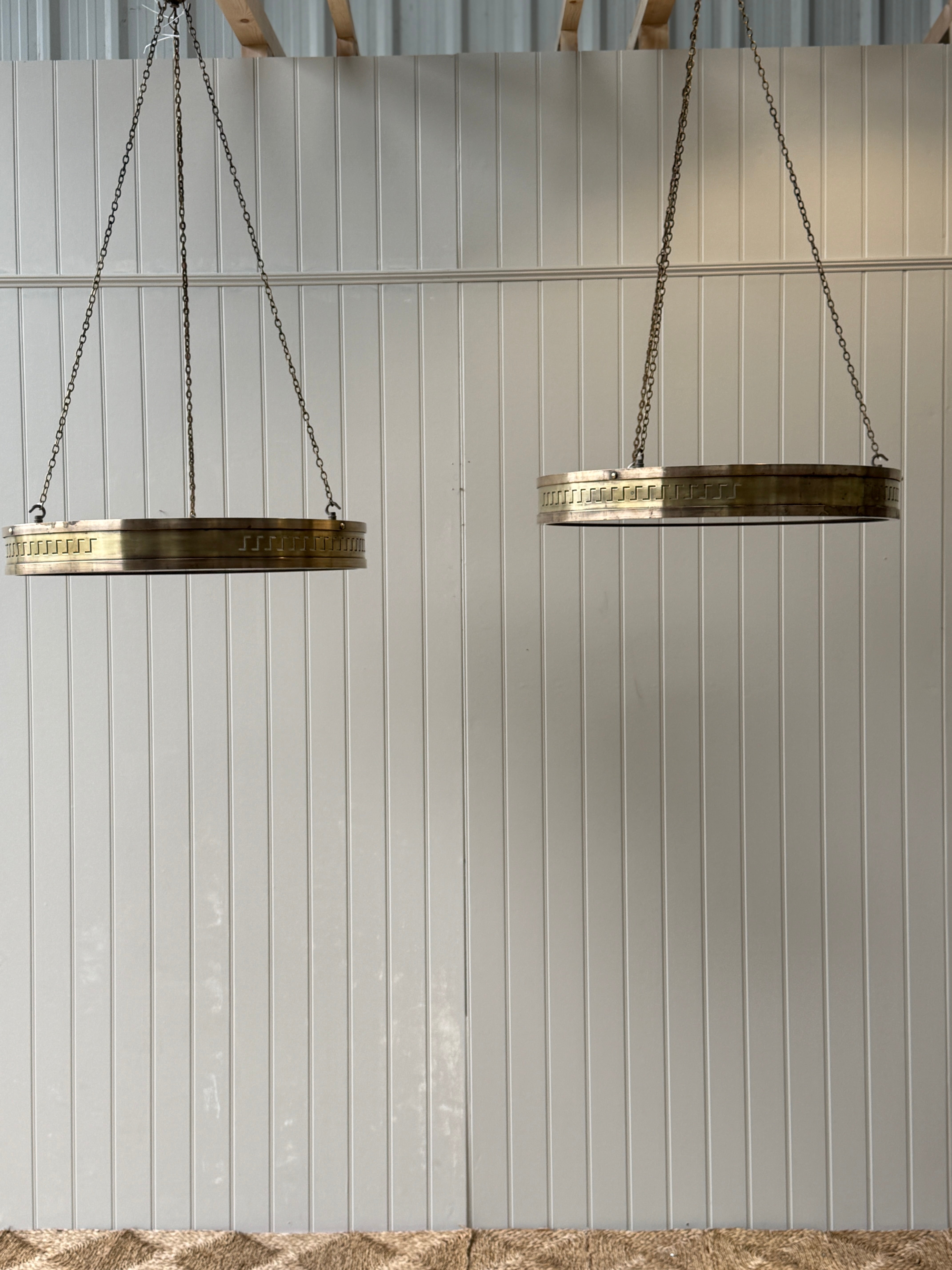 Pair of Brass Plafonniers from the Lewis Building in Liverpool