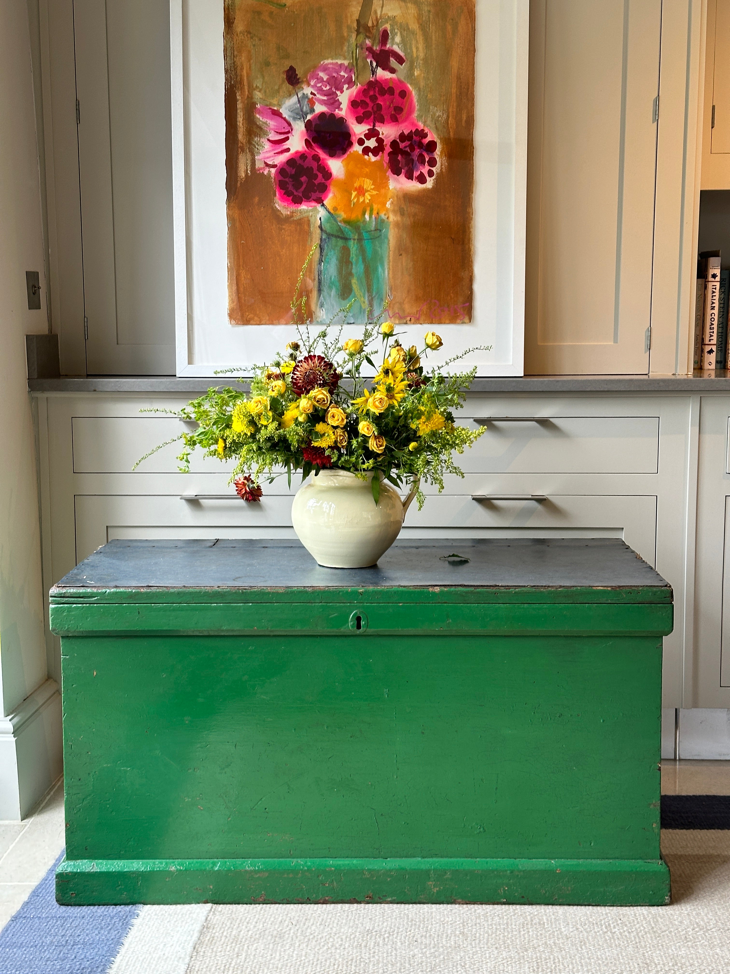 Large Antique Trunk in Green Gloss