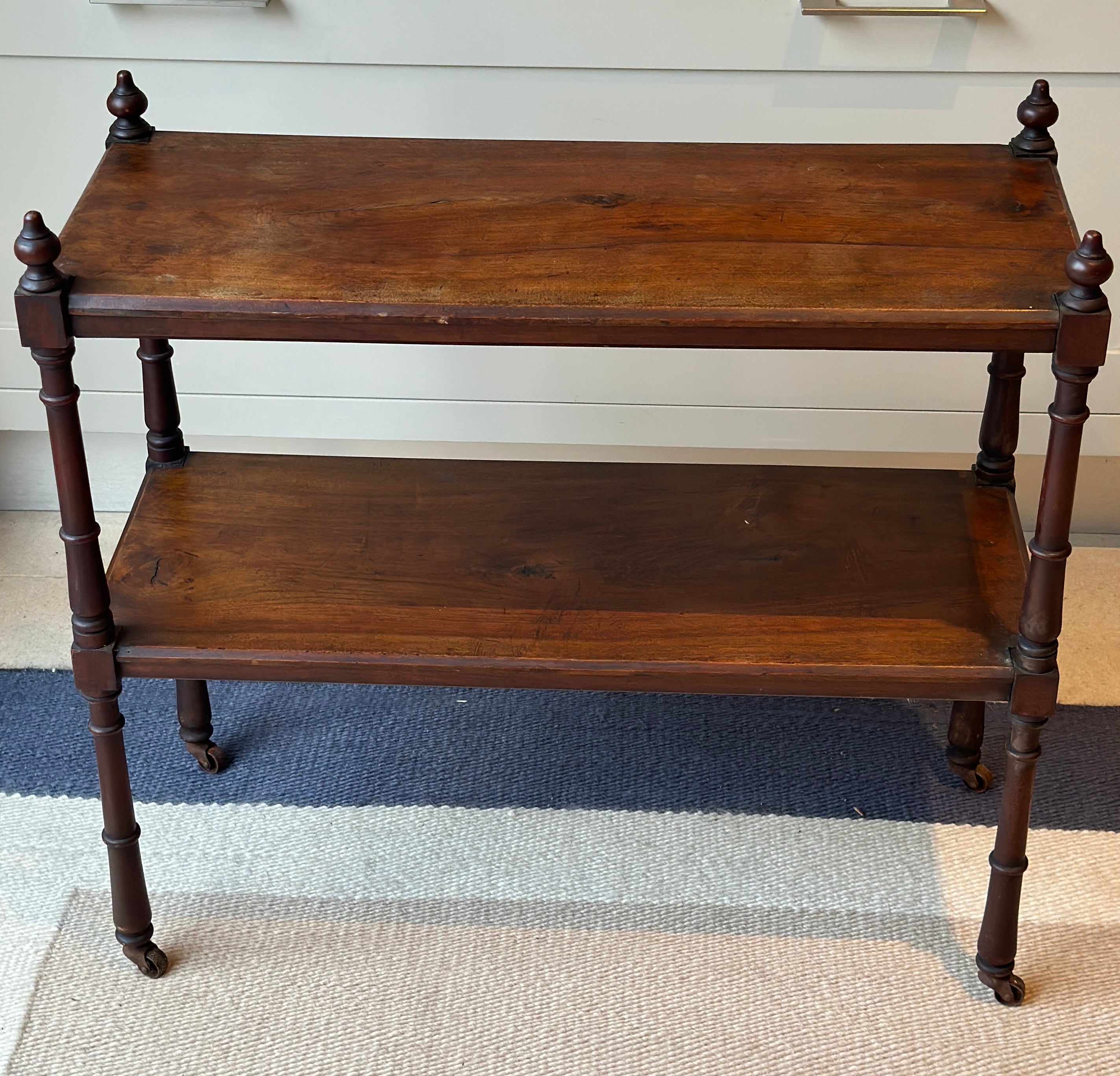 Small Mahogany 2 Tiered Etagere on castors