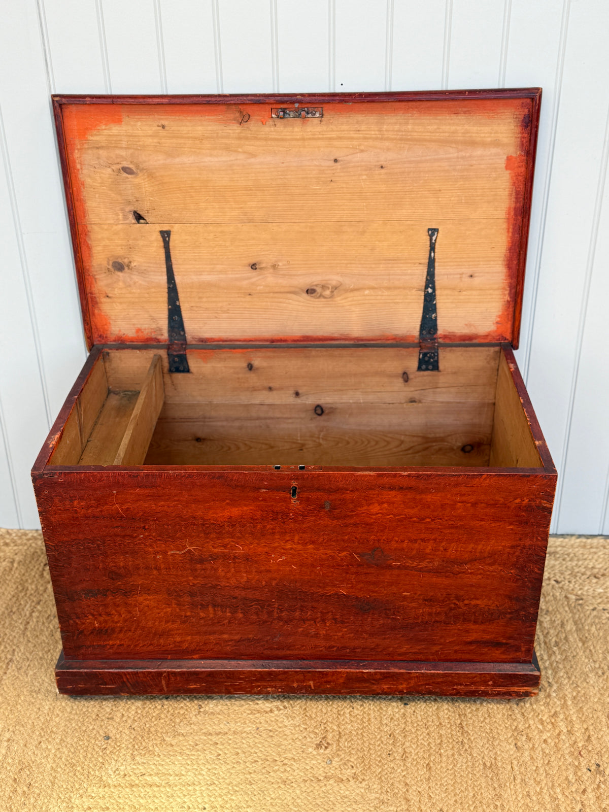 Large Red Hand Painted Chest