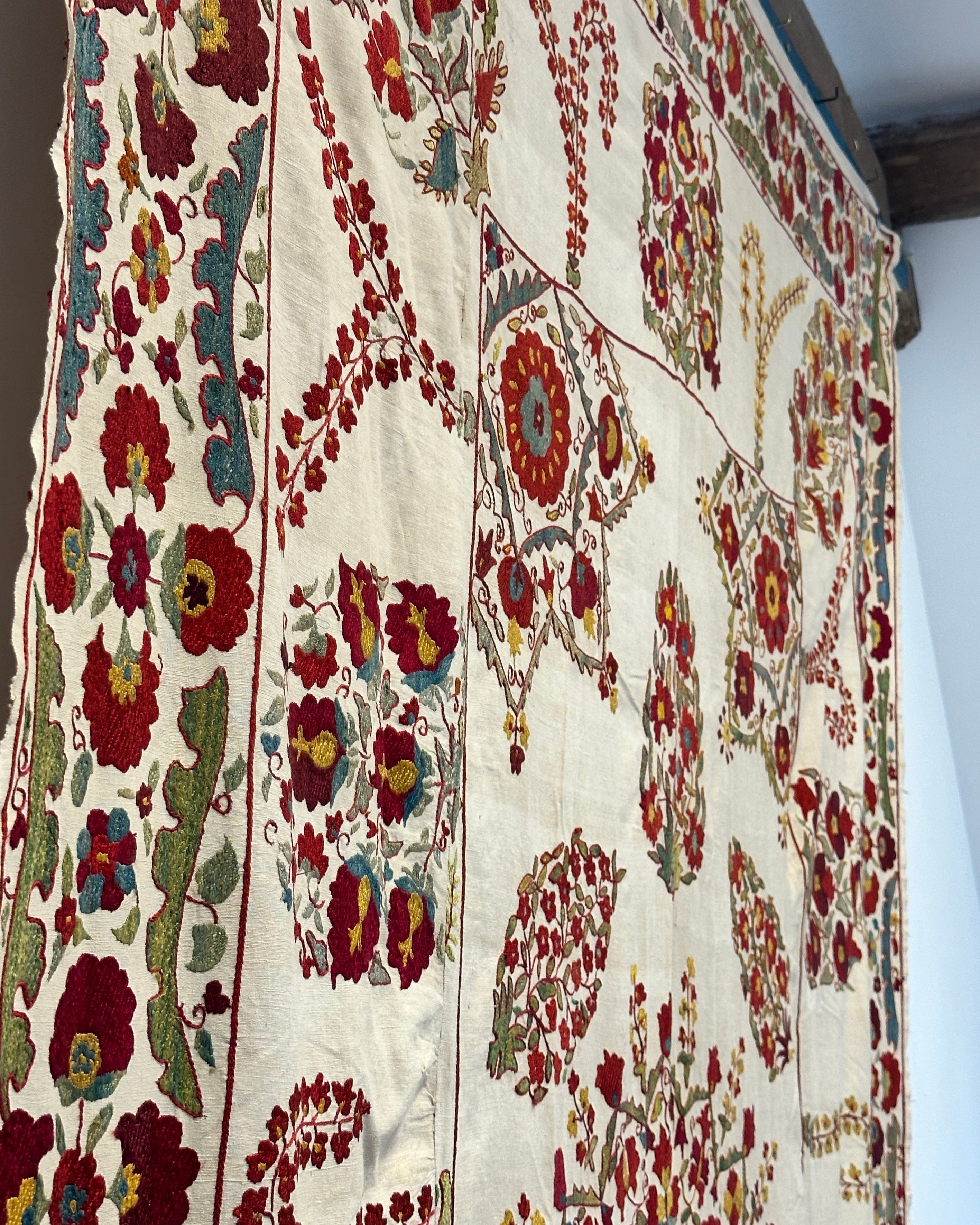 Large Antique Silk on Cotton Suzani