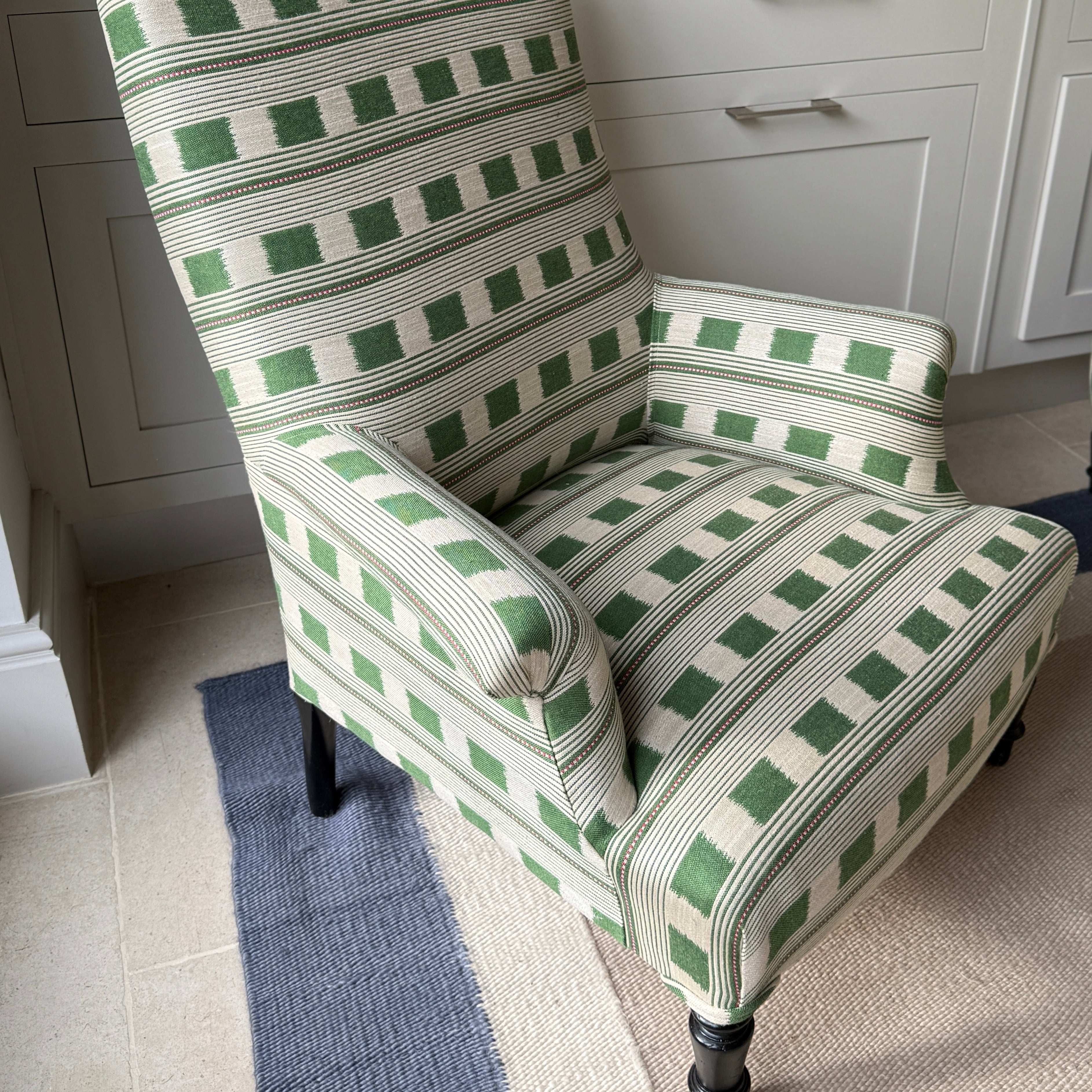 Pair of 19th Century French armchairs in Christopher Farr ‘Lost and Found’