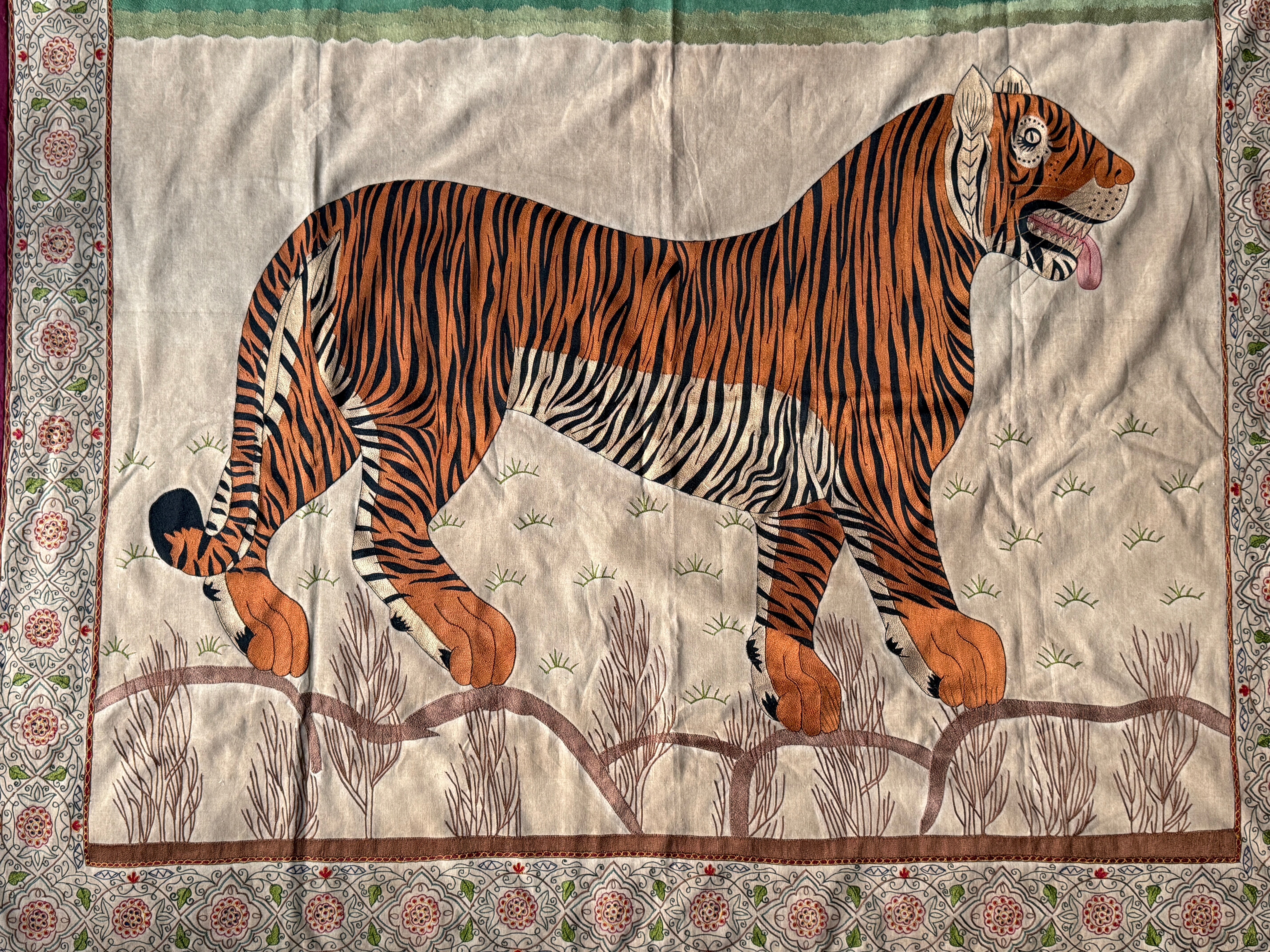 Beautiful Large Bengal Tiger Embroidery Wall hanging