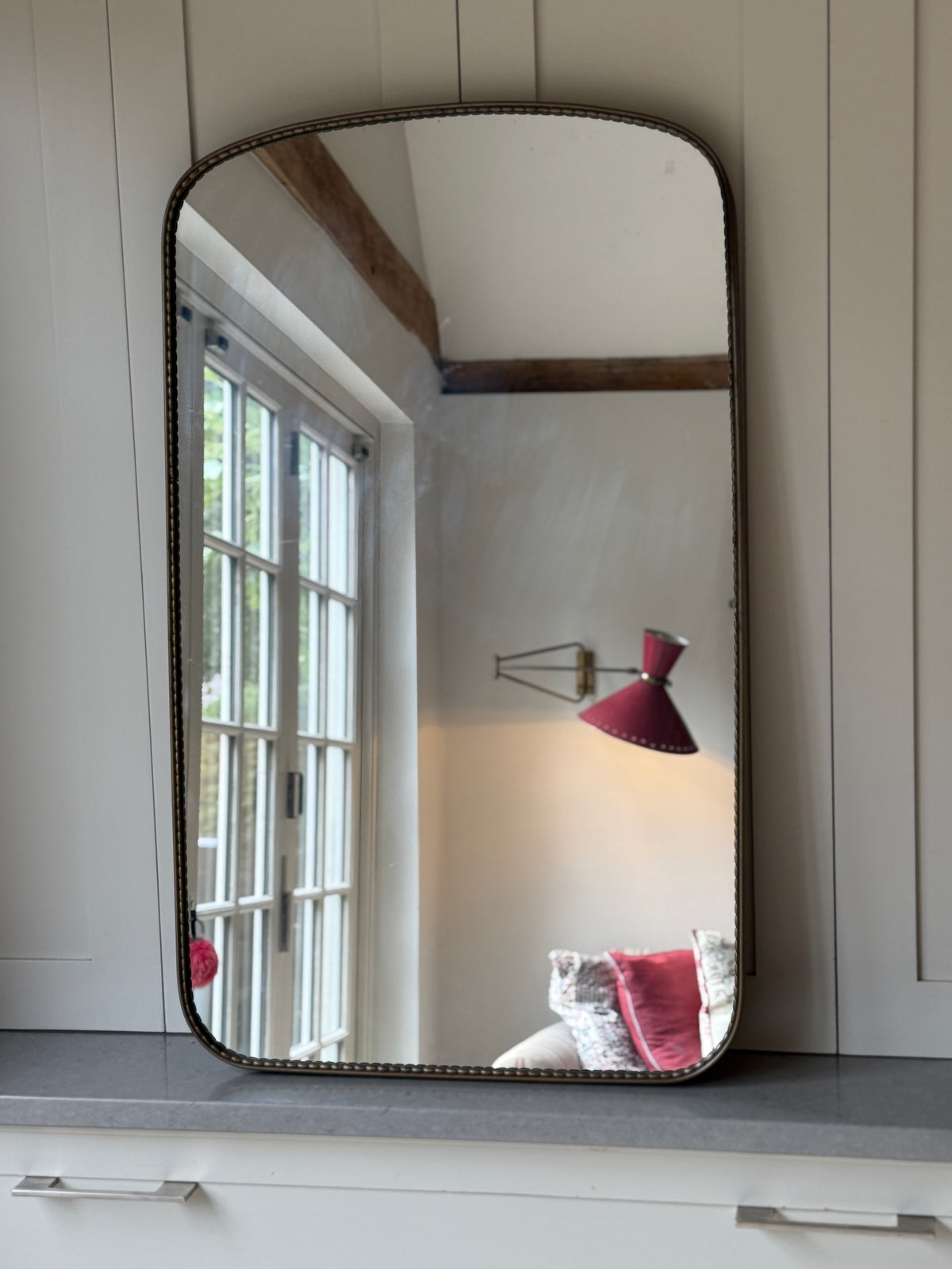 Italy Brass Shield Mirror with Rope Edge Border (90cm by 54cm)