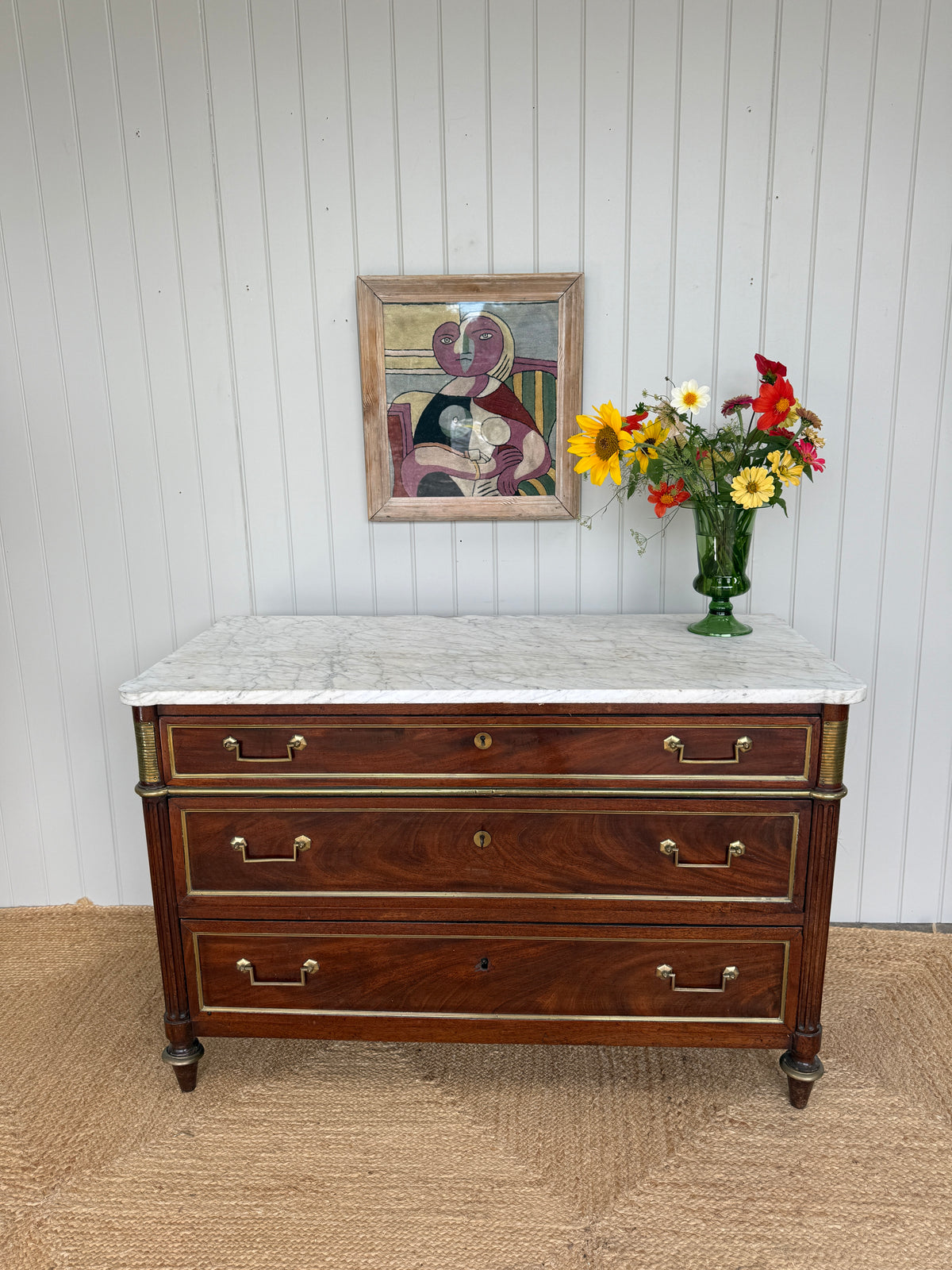 Louis XVI Commode with Carrara Marble Top