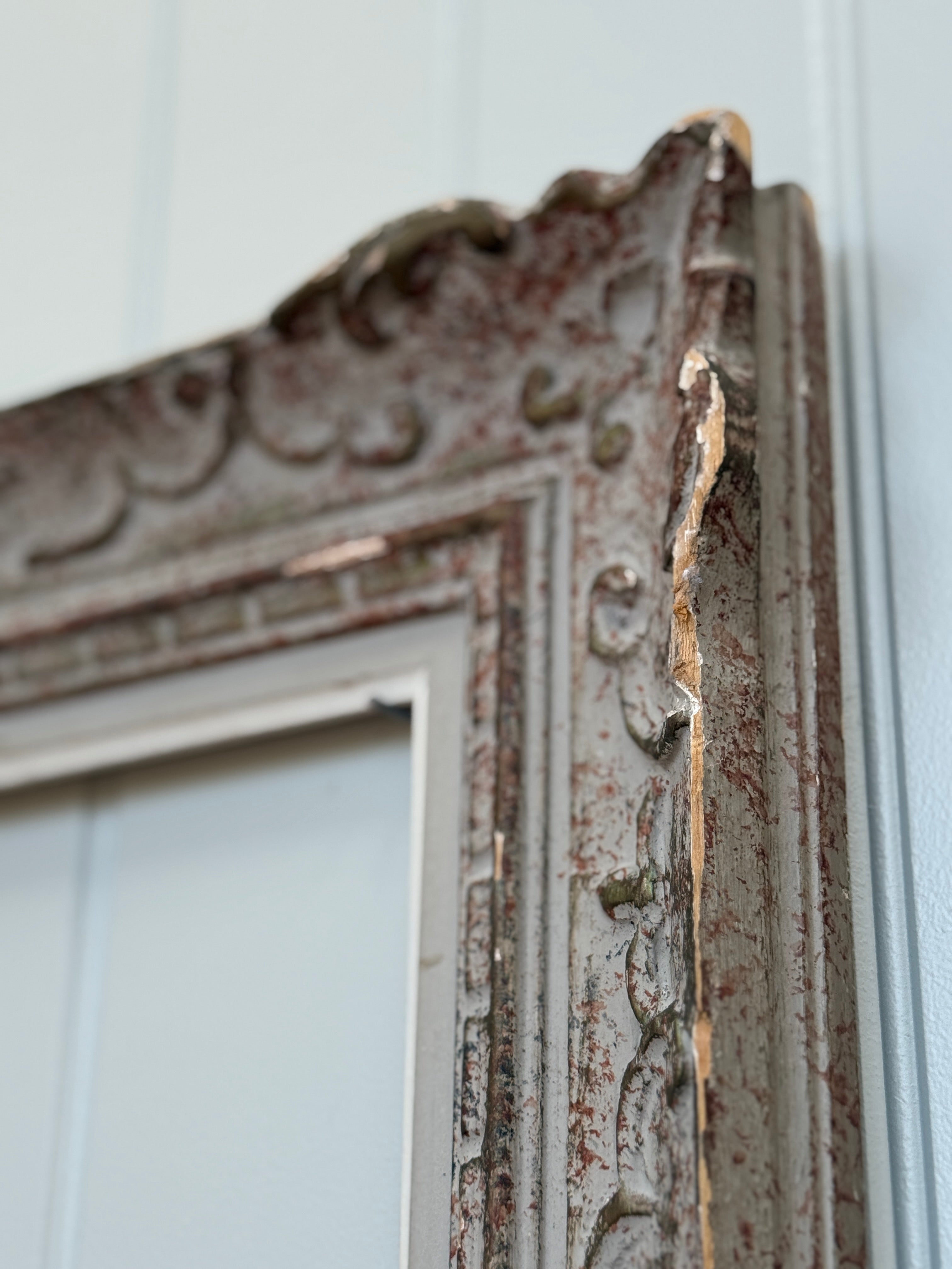 Ornate Rococo-Style Picture Frame in Grey-Painted Finish