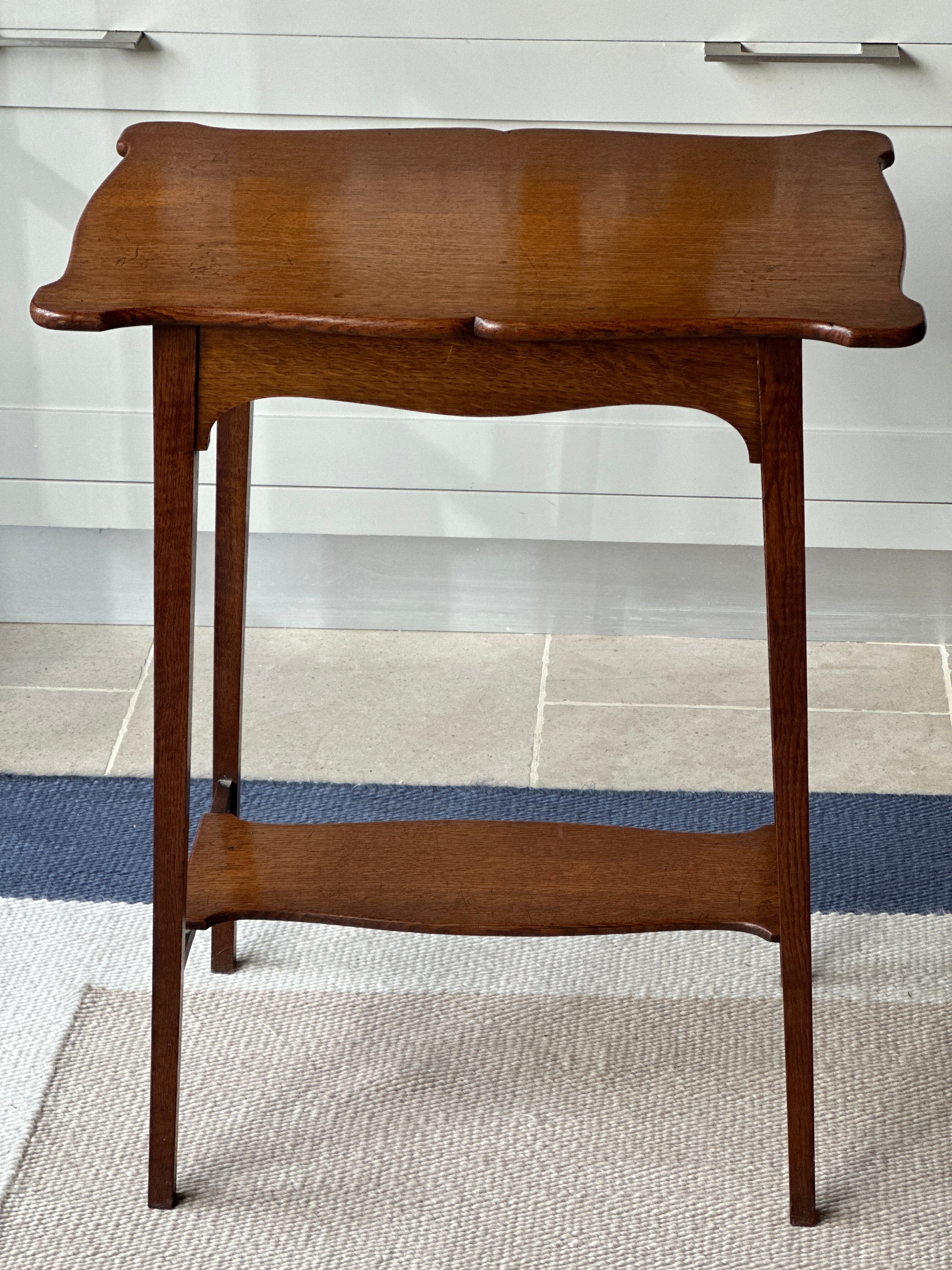 Charming Honeyed Oak Side Table with Shelf