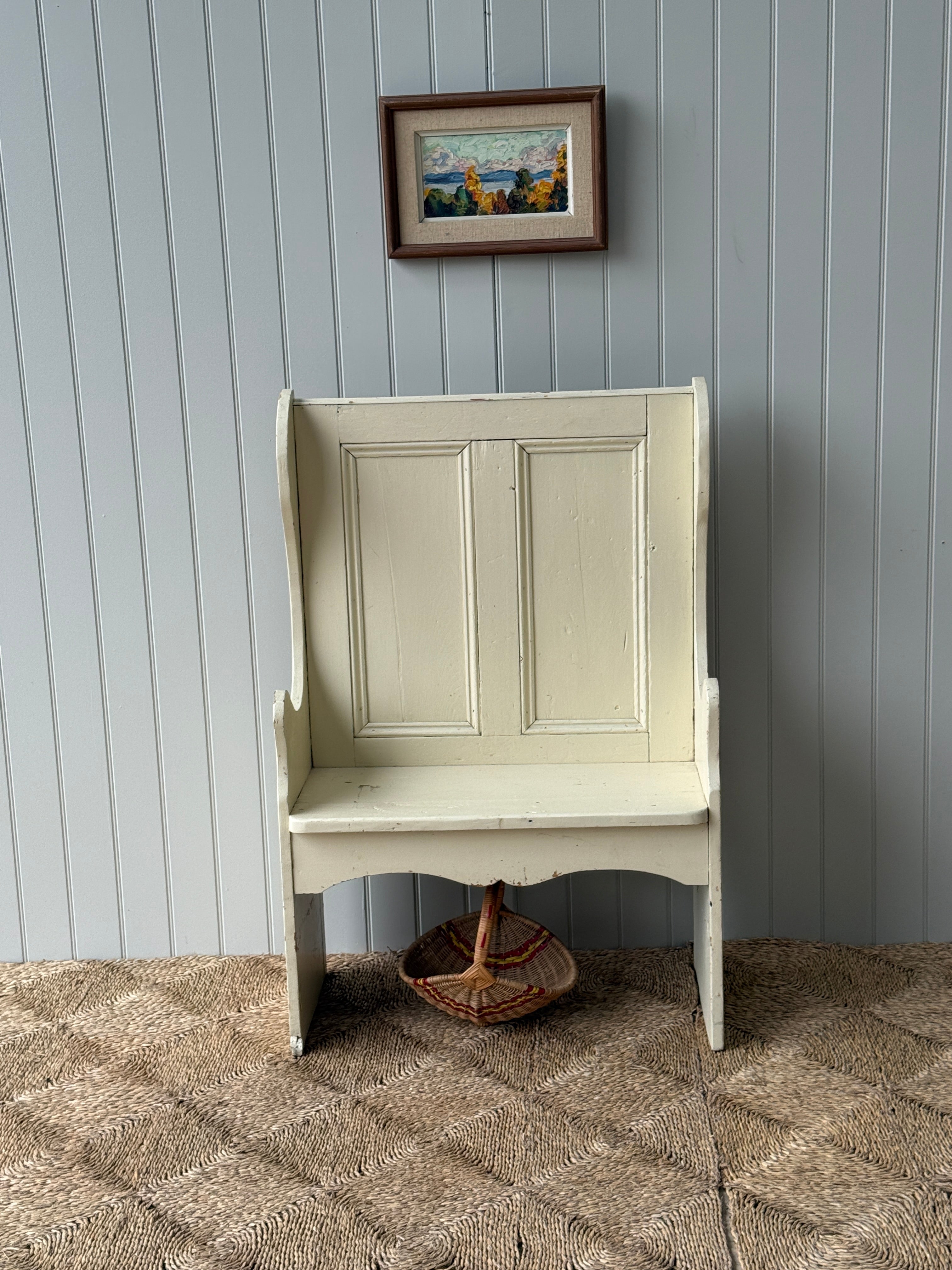 Small Antique Painted Pine Settle
