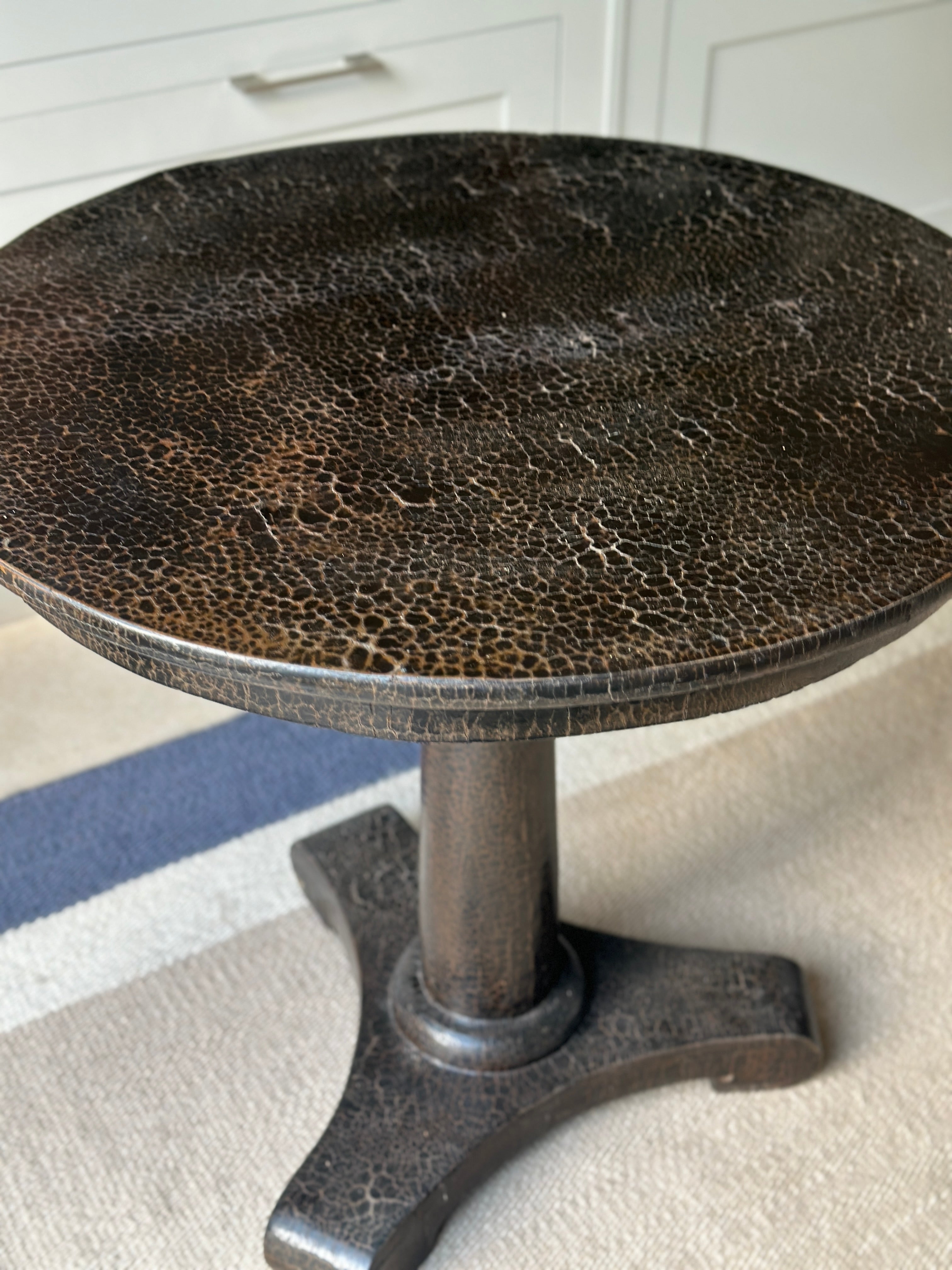 Vintage Leather Clad Pedestal Table