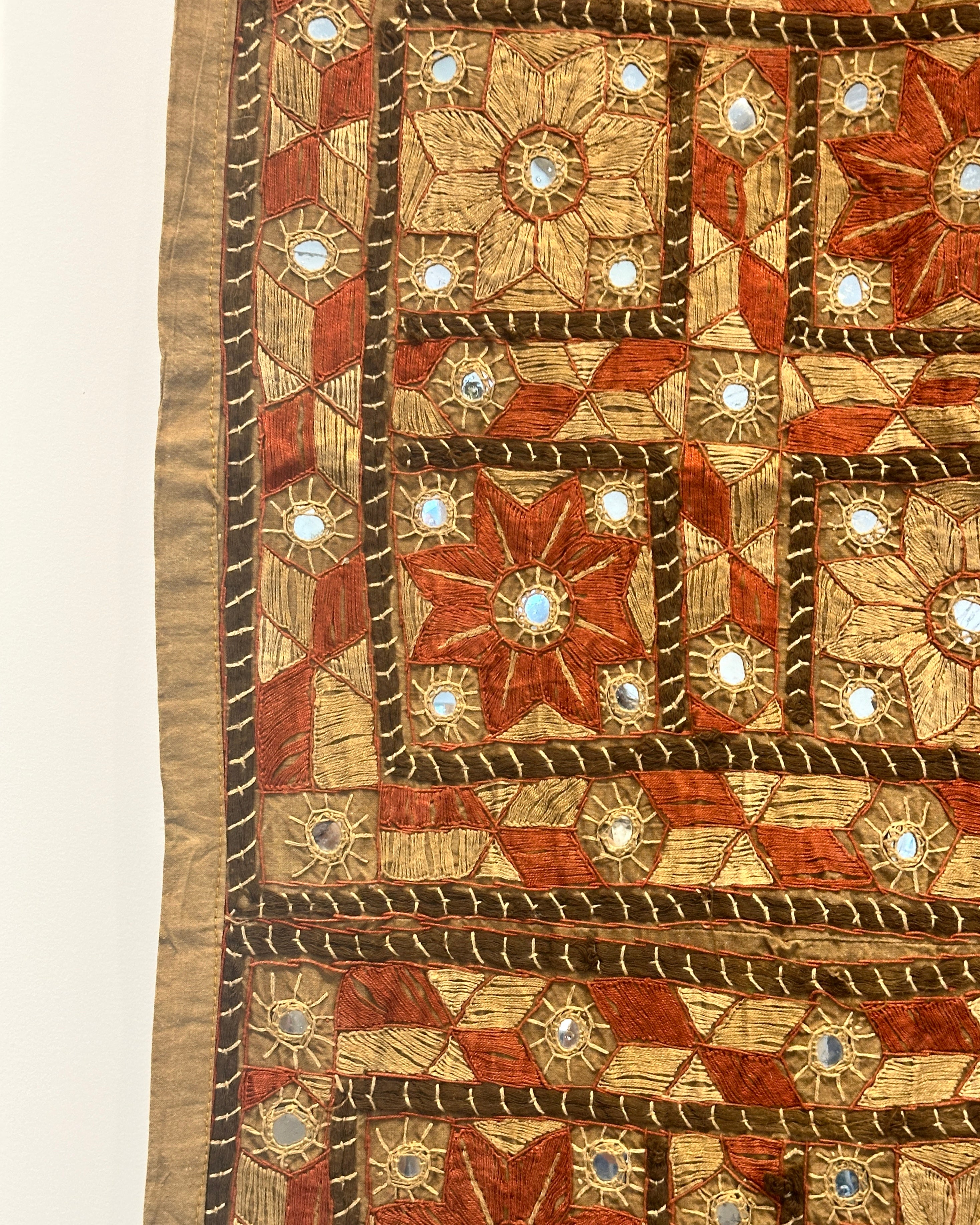 Vintage brown Indian Mirrored Textile