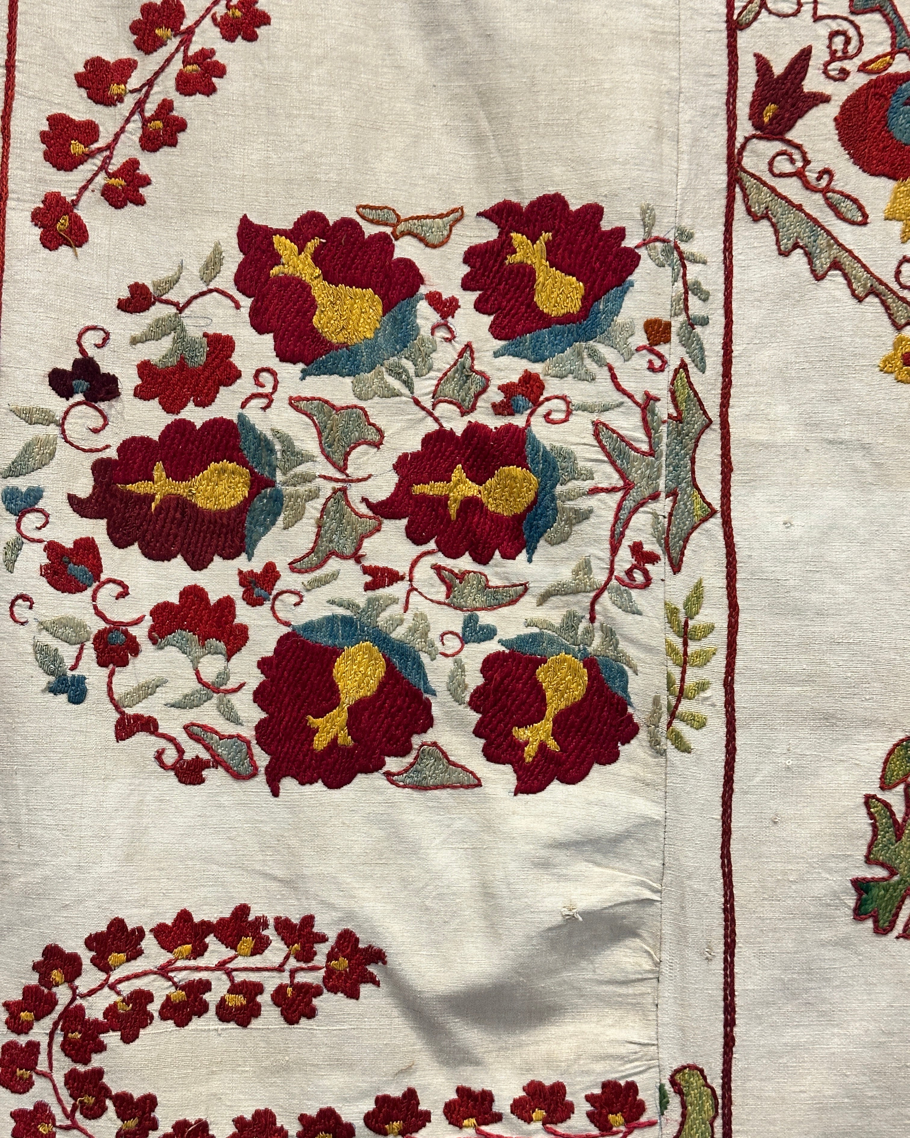 Large Antique Silk on Cotton Suzani