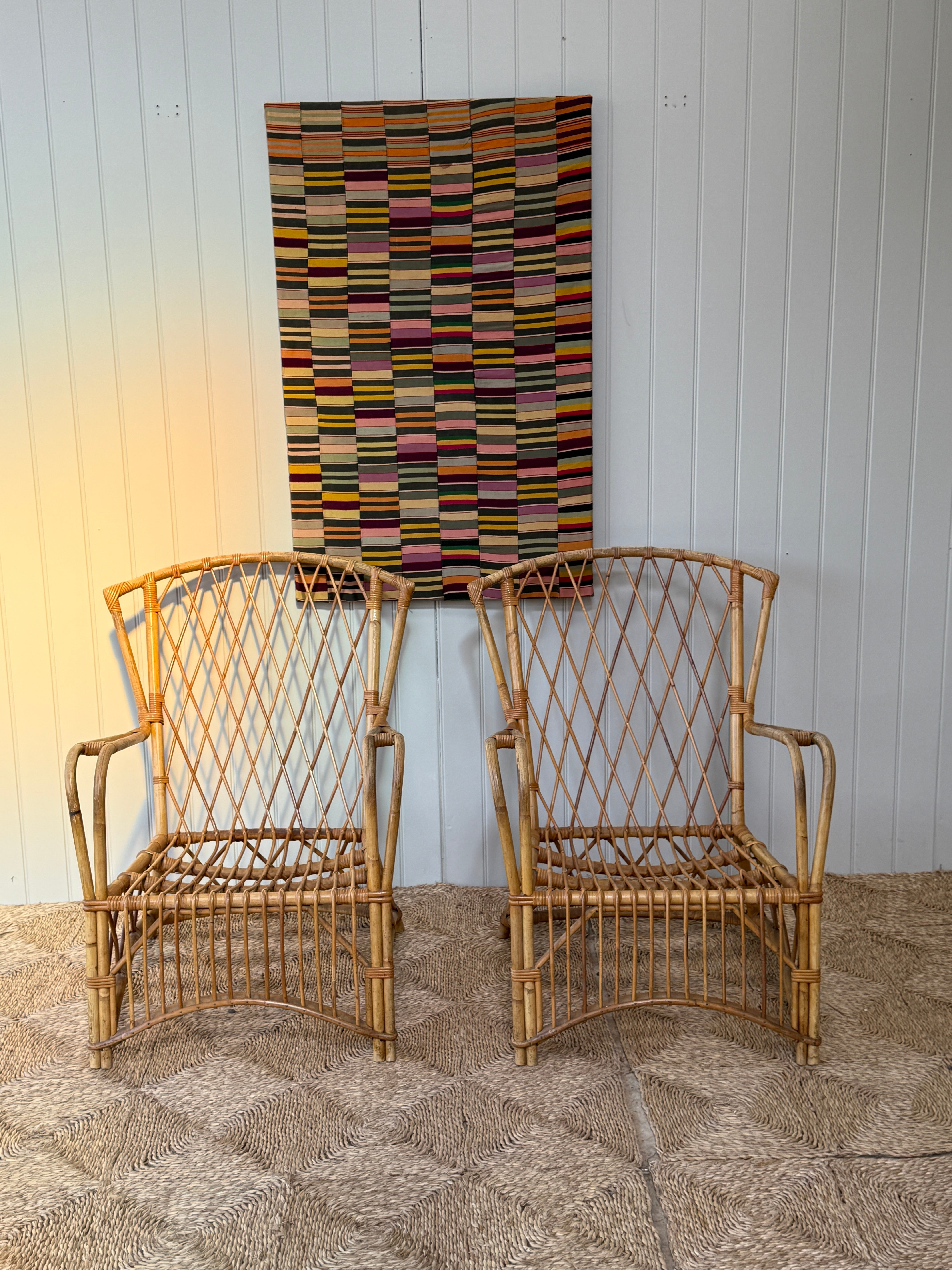 Pair of Mid Century French Cane Chairs