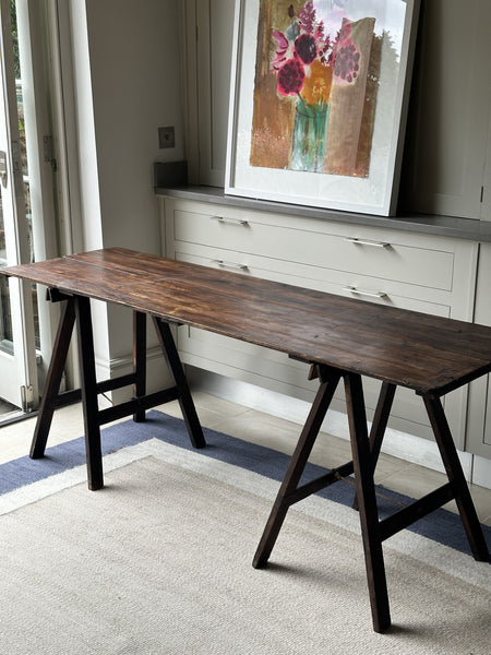 Dark Wood Trestle Table