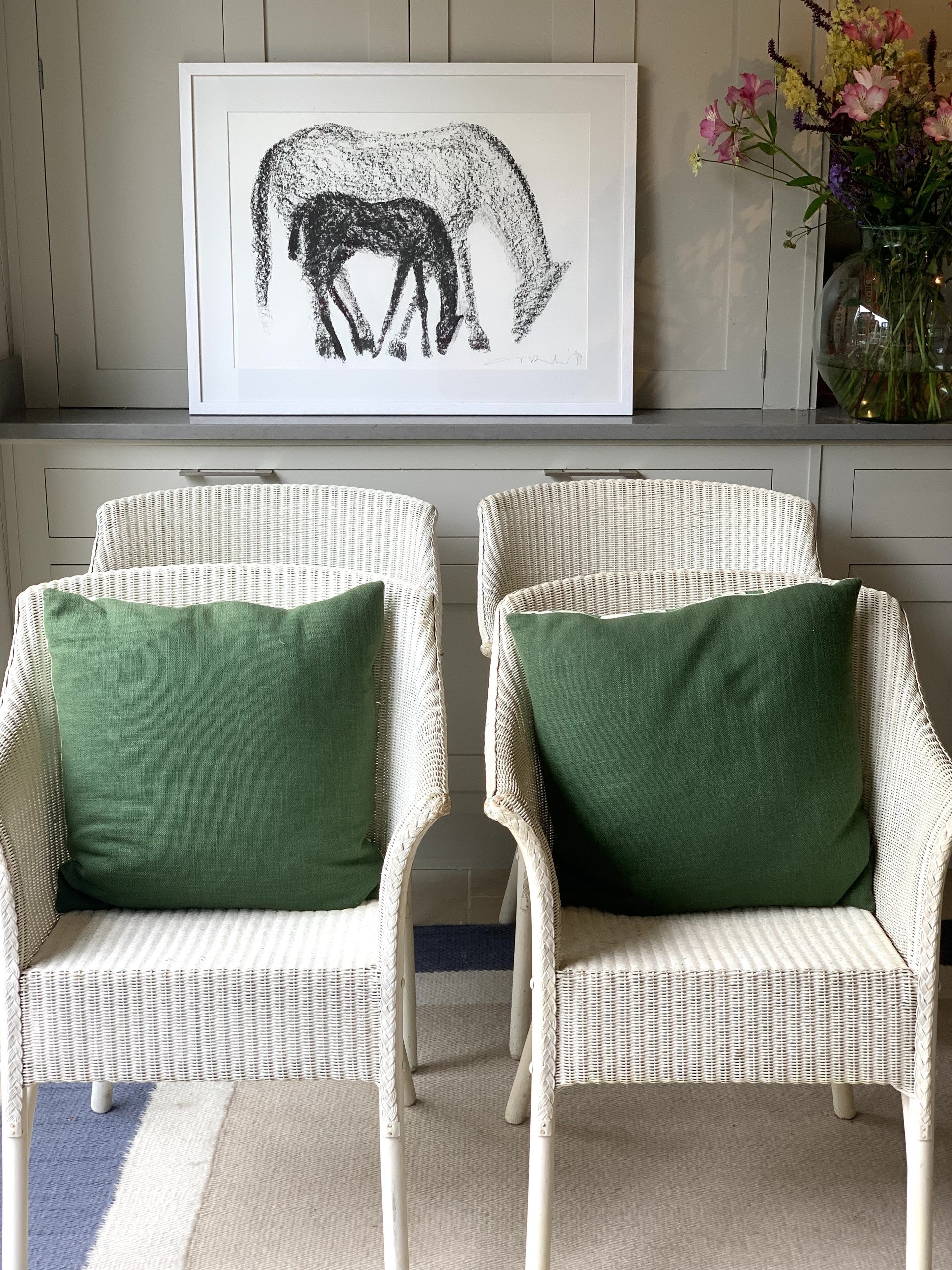 Set of 4 Vintage Lloyd Loom Chairs in White