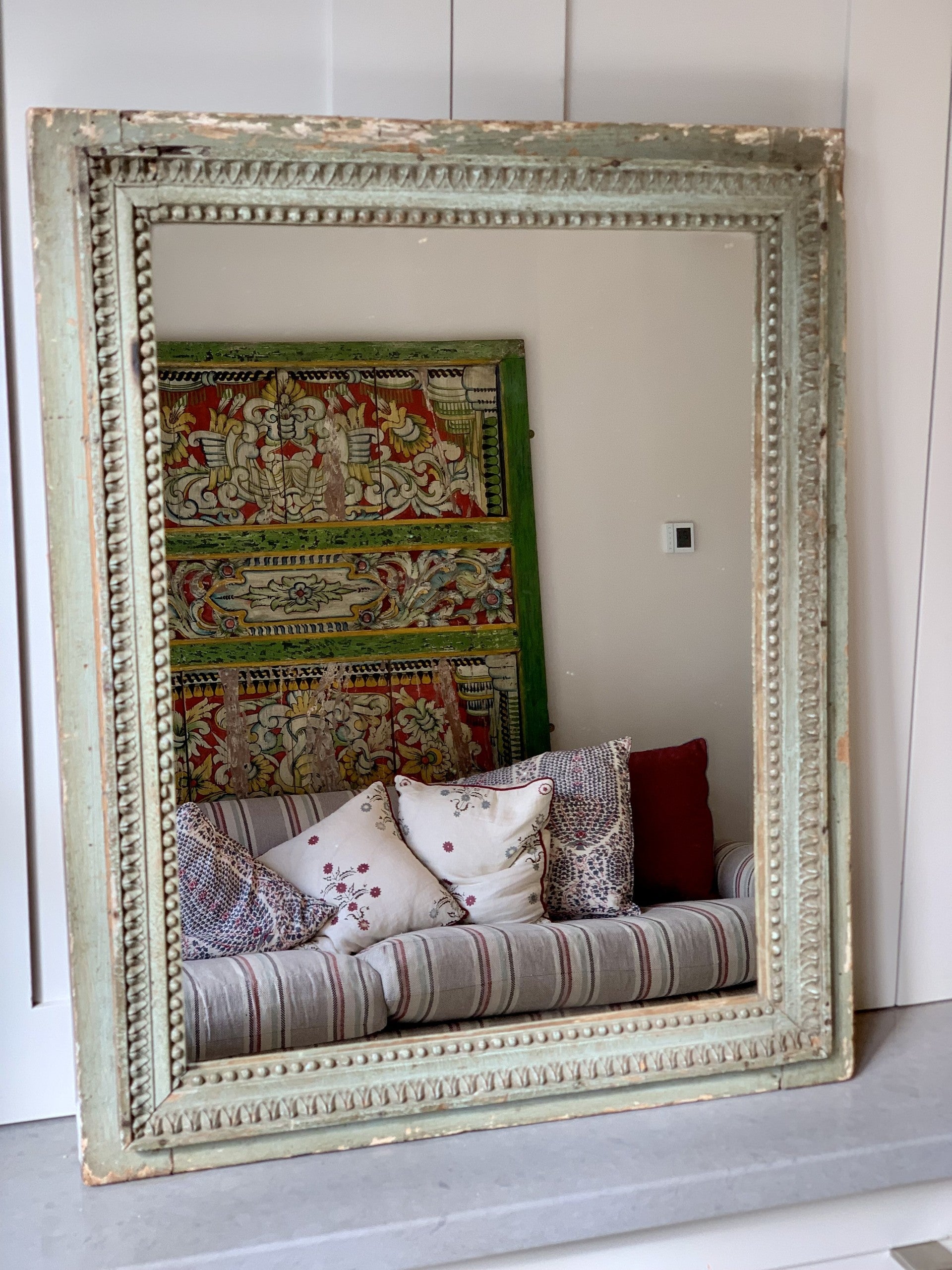 Antique French Pale Green Mirror