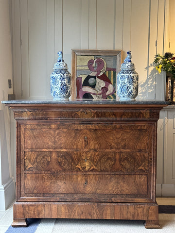 Louis Philippe Marble Commode in Dark Walnut